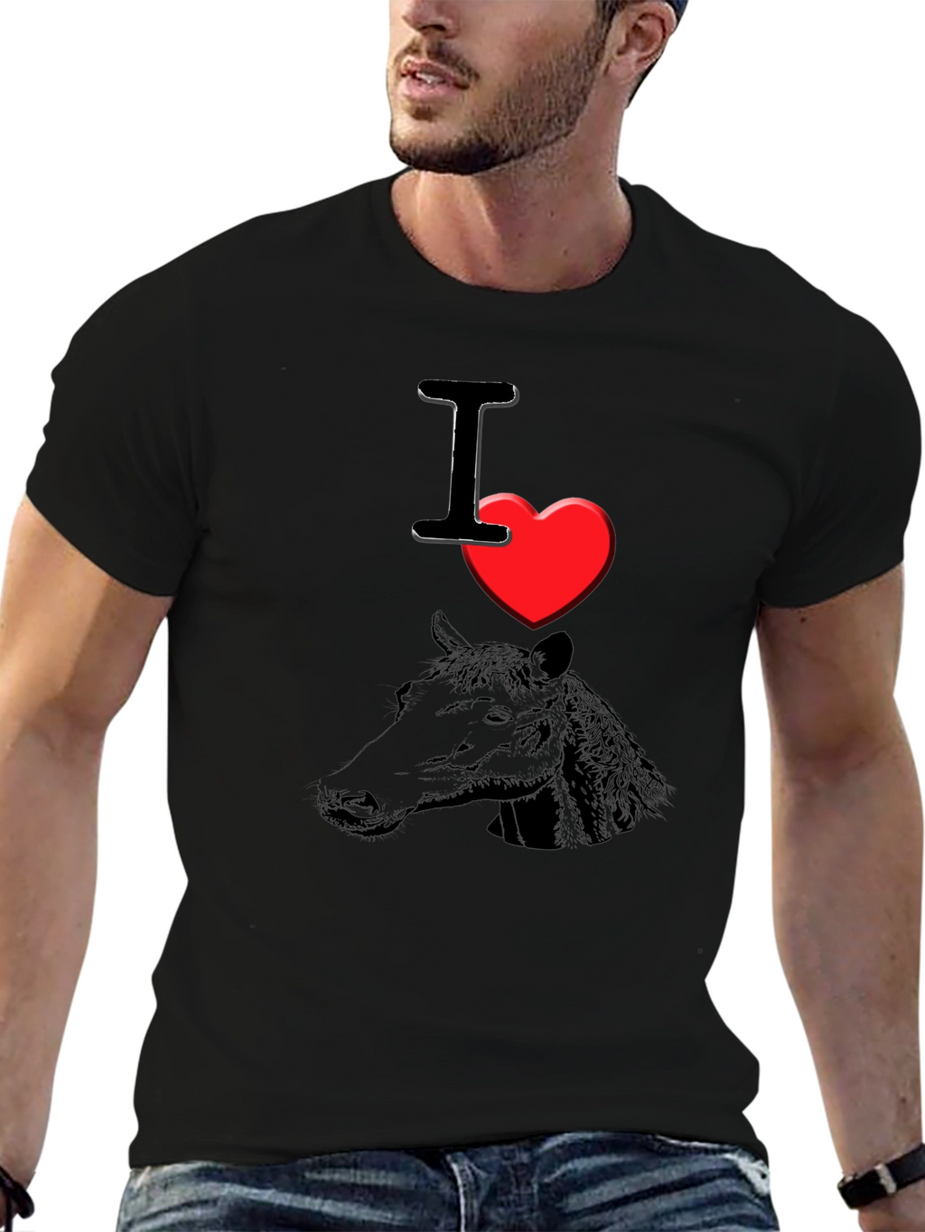 I Heart Horses T-Shirt - Black Graphic Tee