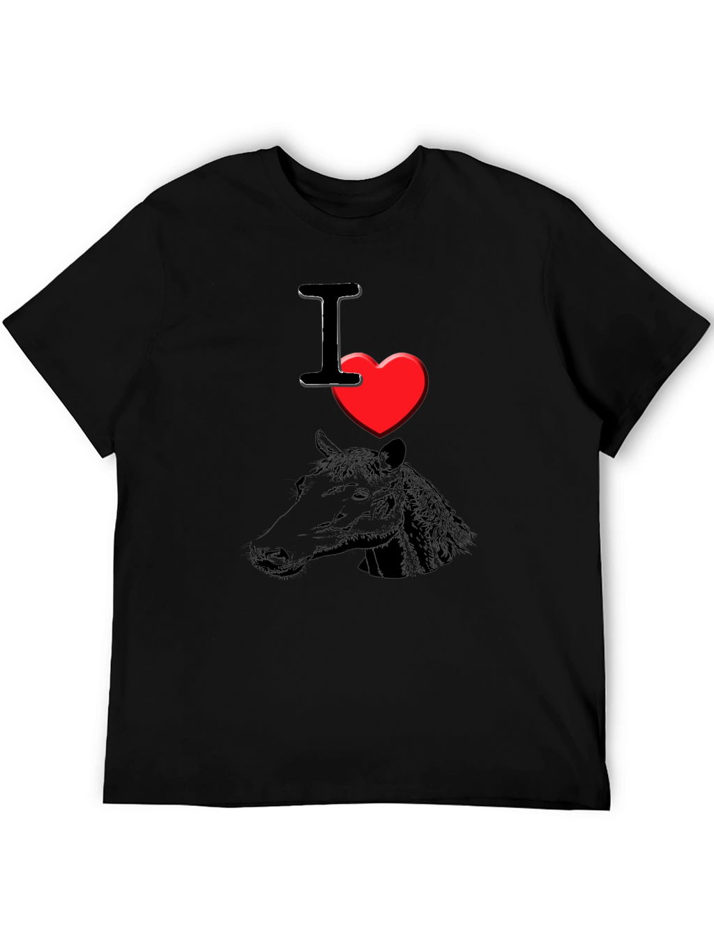 I Heart Horses T-Shirt - Black Graphic Tee