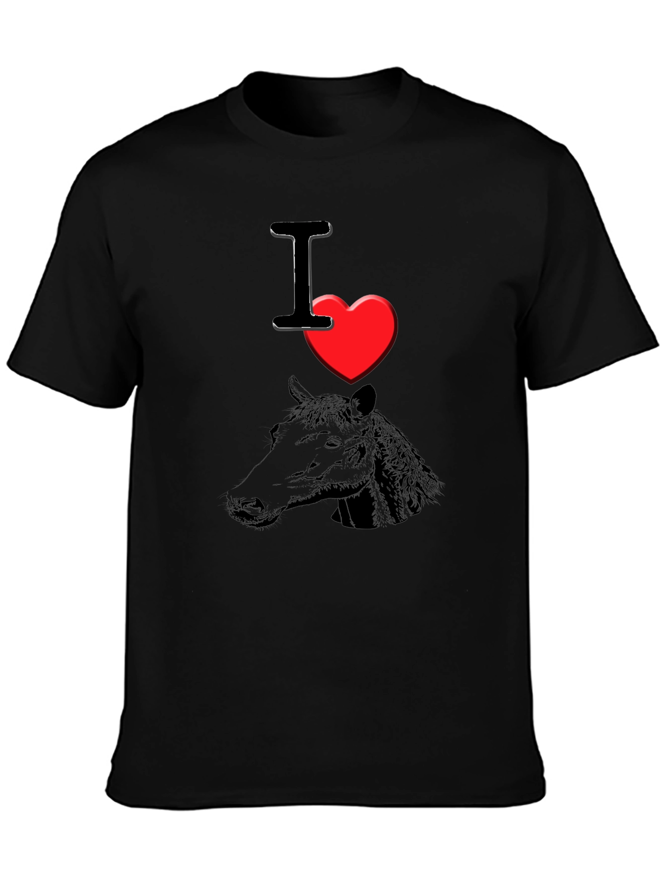 I Heart Horses T-Shirt - Black Graphic Tee