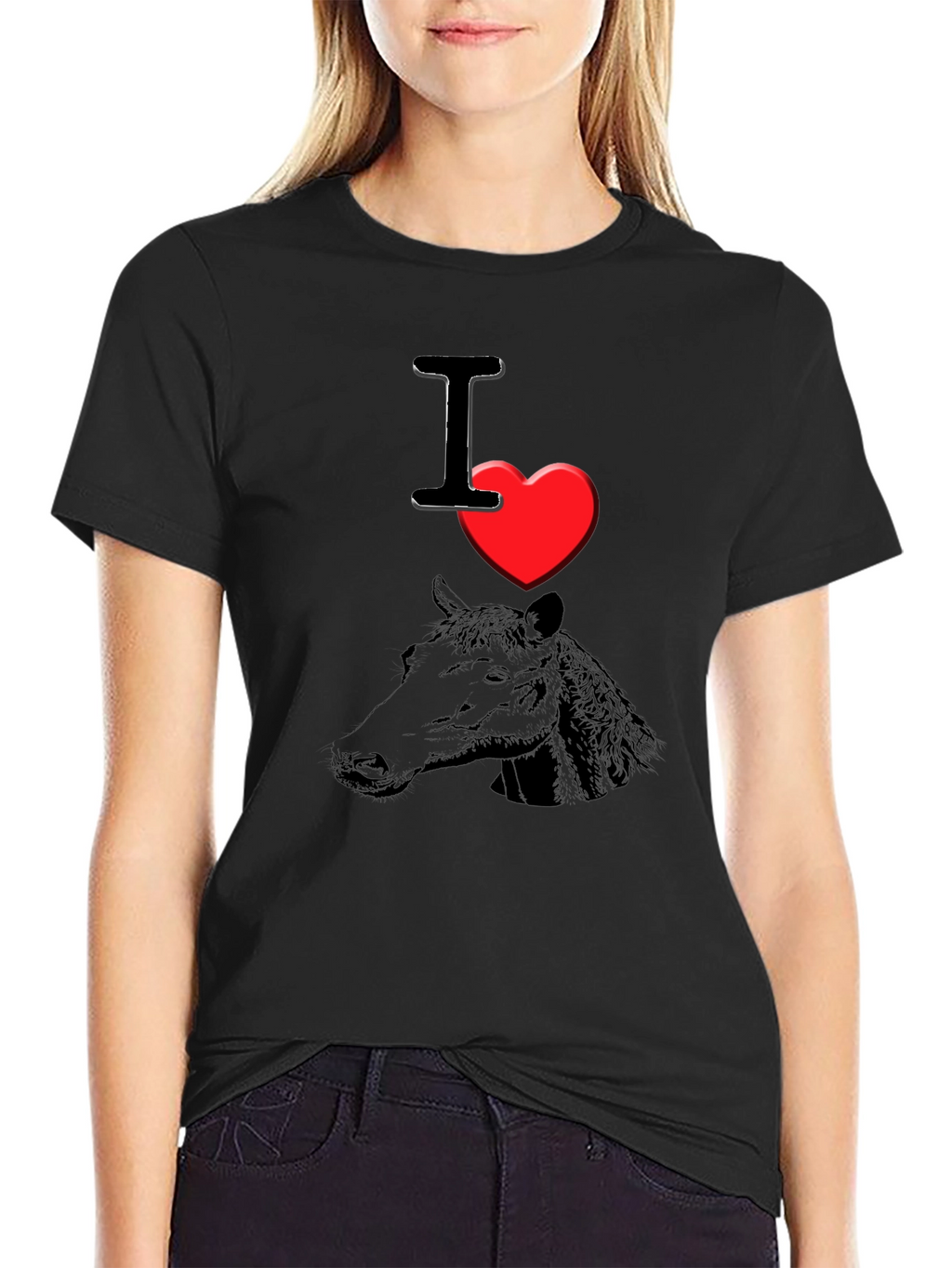 I Heart Horses T-Shirt - Black Graphic Tee