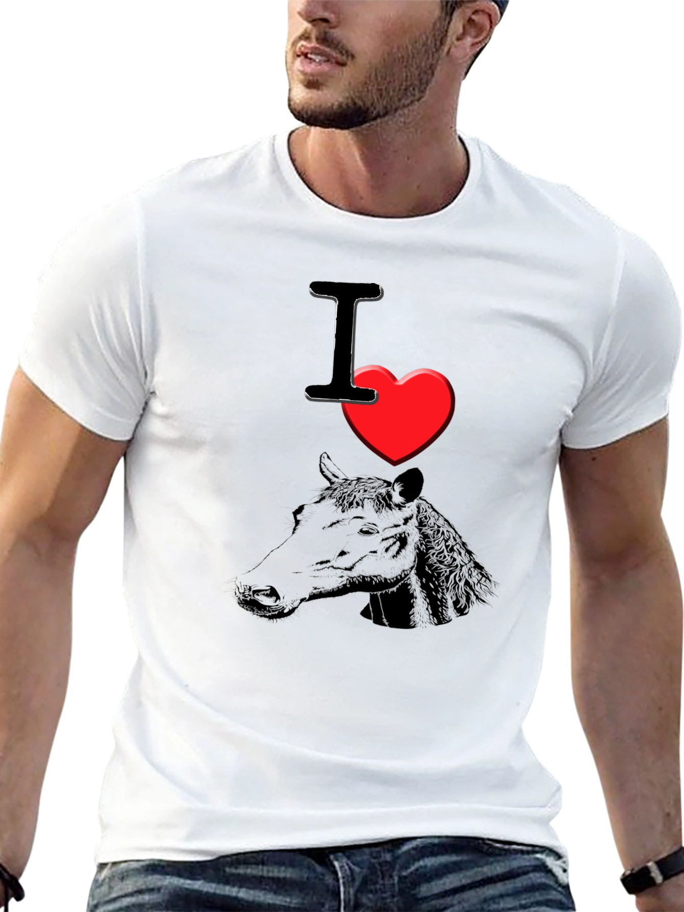 I Heart Horses T-Shirt - Black Graphic Tee