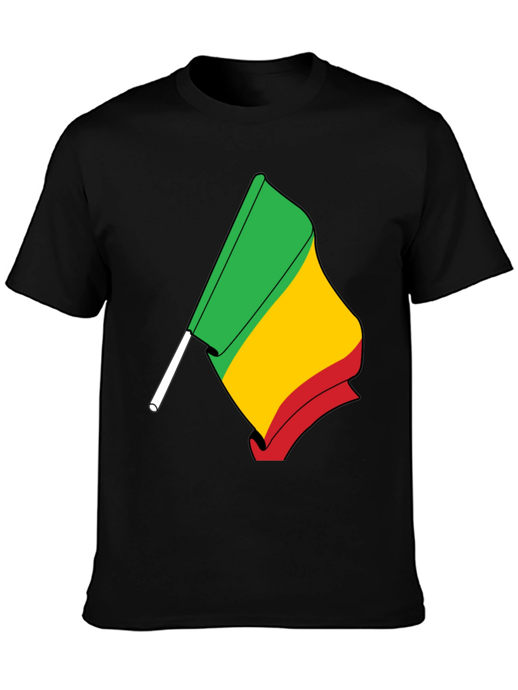 Rasta Flag Graphic Tee - Black Cotton T-Shirt