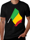 Rasta Flag Graphic Tee - Black Cotton T-Shirt