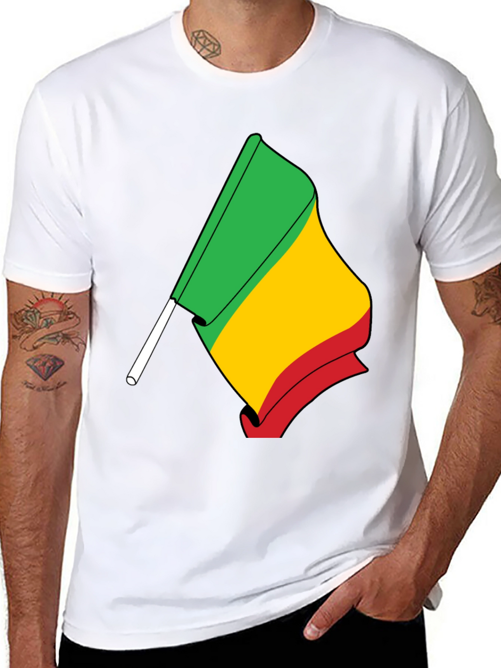 Rasta Flag Graphic Tee - Black Cotton T-Shirt