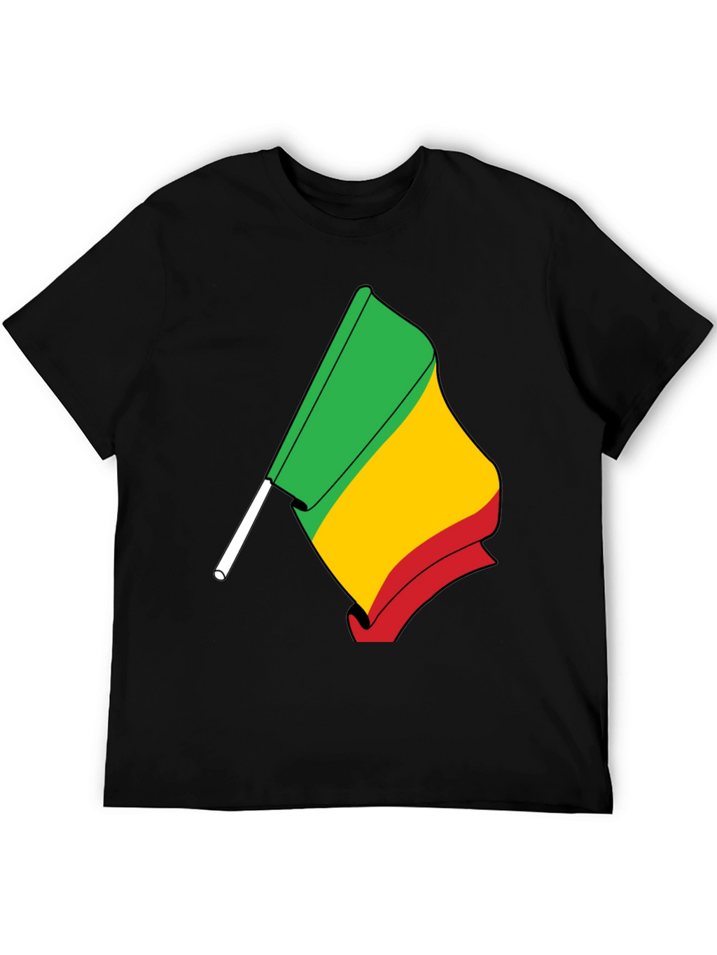 Rasta Flag Graphic Tee - Black Cotton T-Shirt