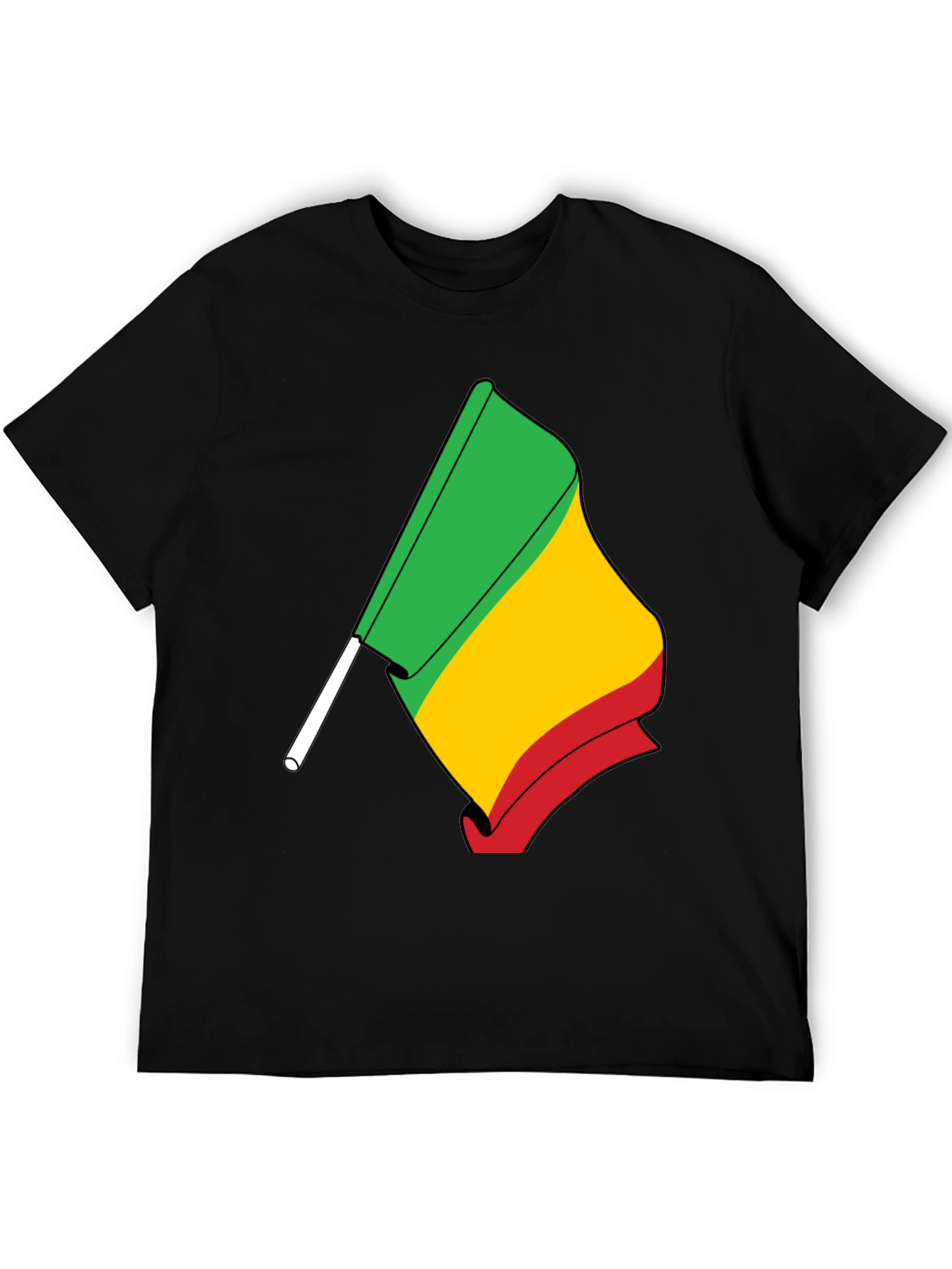 Rasta Flag Graphic Tee - Black Cotton T-Shirt