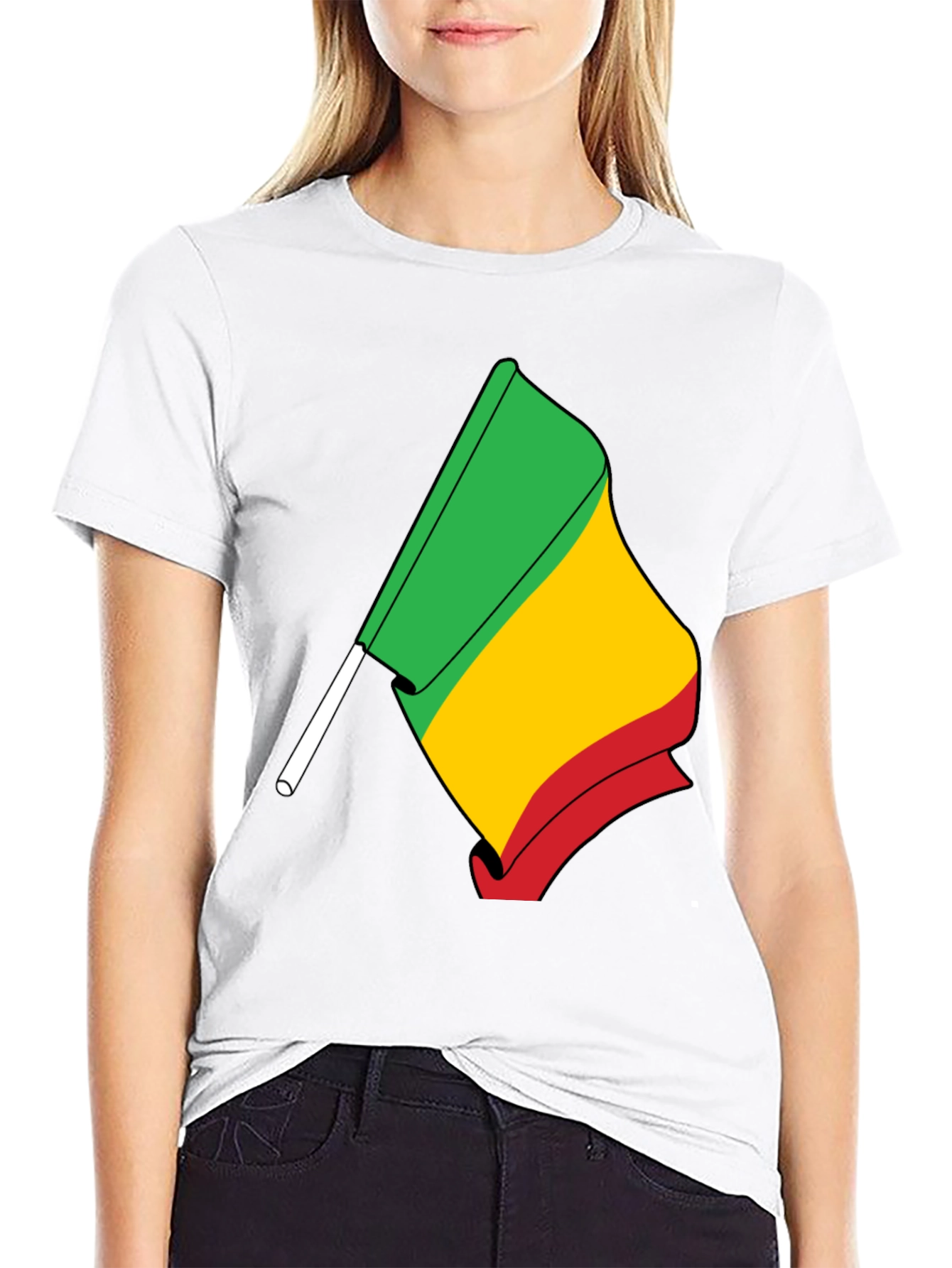 Rasta Flag Graphic Tee - Black Cotton T-Shirt