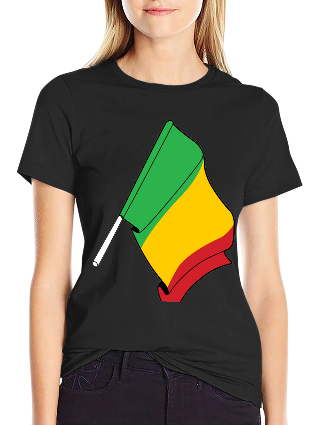 Rasta Flag Graphic Tee - Black Cotton T-Shirt