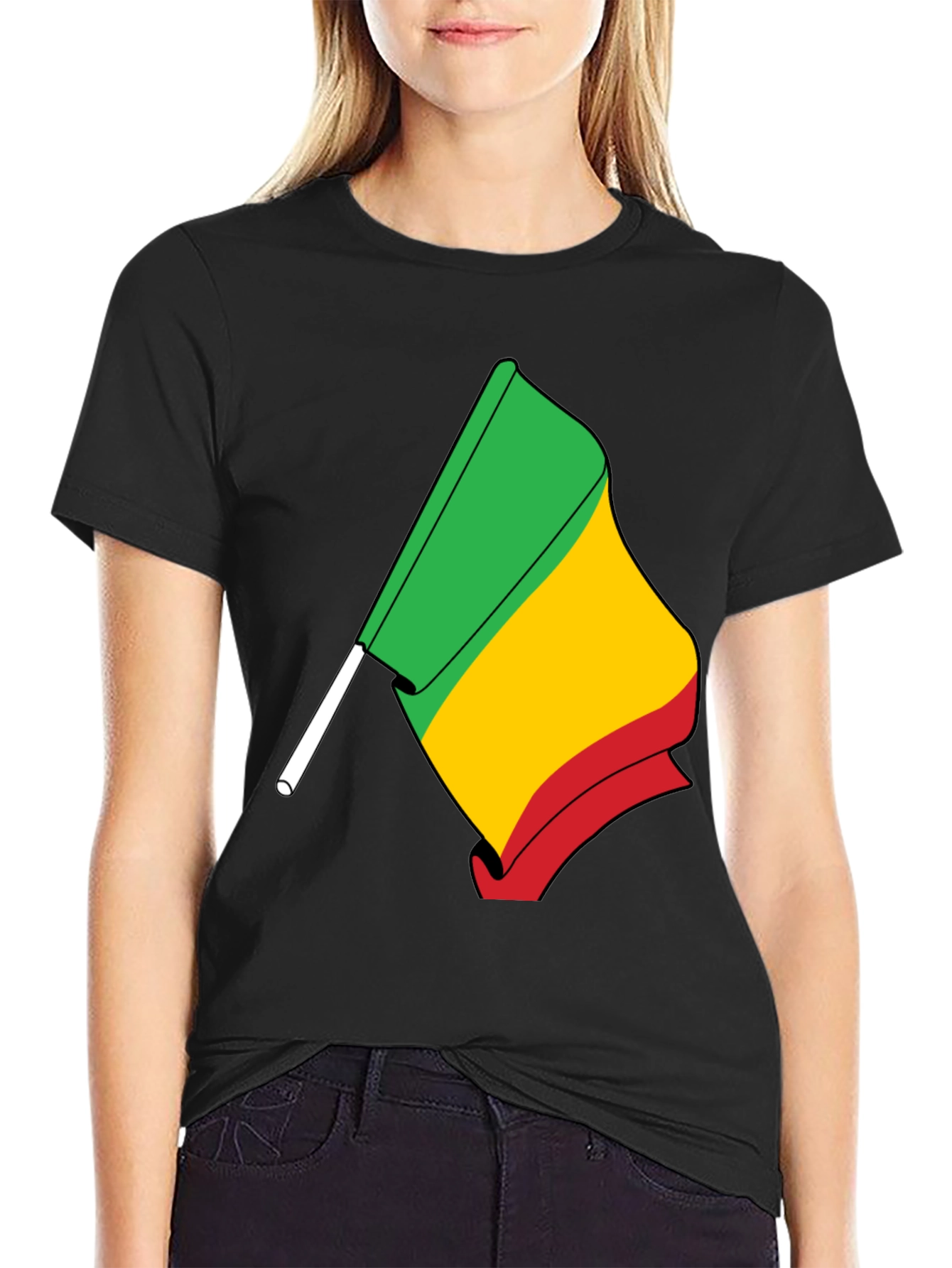 Rasta Flag Graphic Tee - Black Cotton T-Shirt