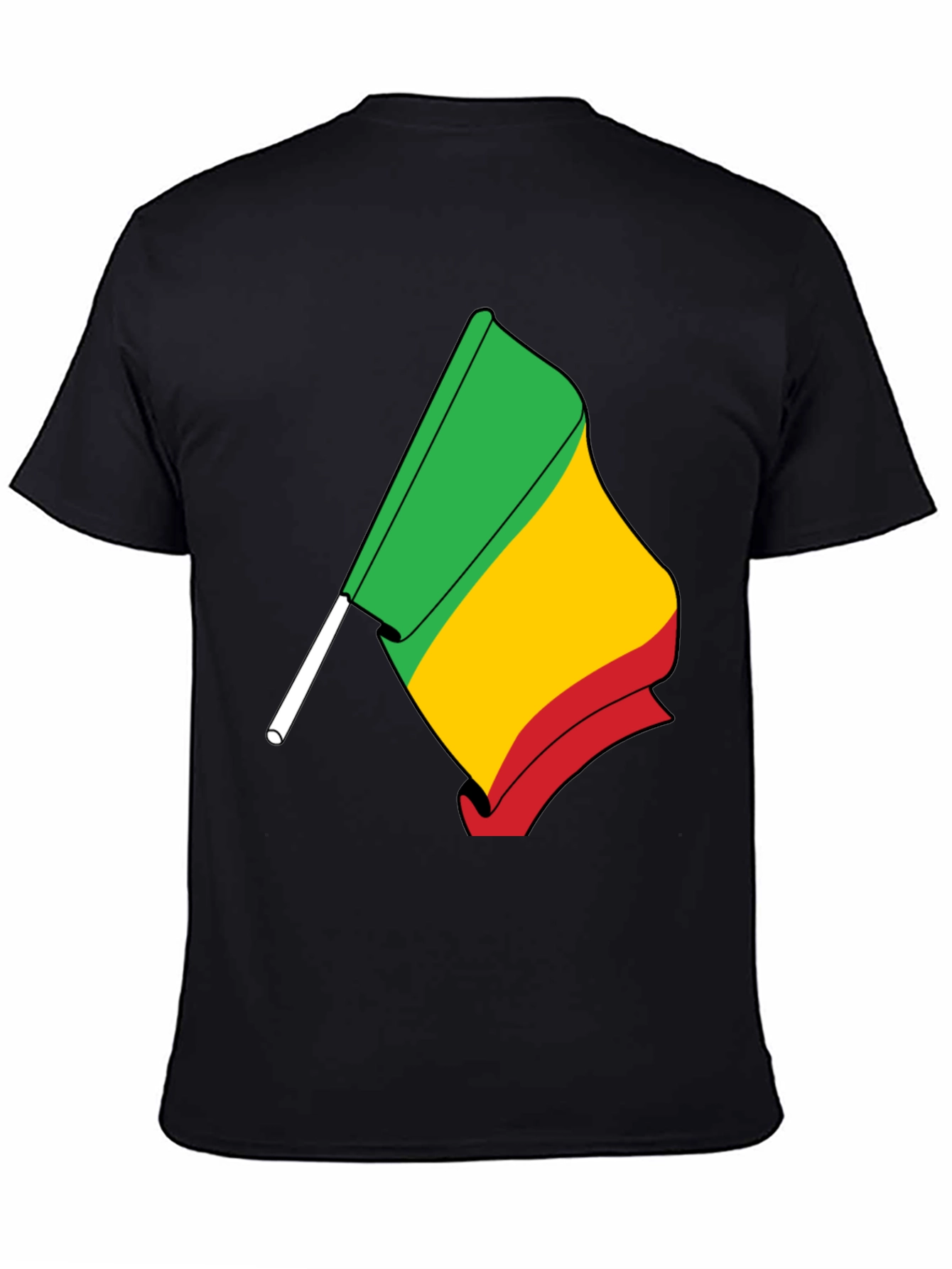 Rasta Flag Graphic Tee - Black Cotton T-Shirt