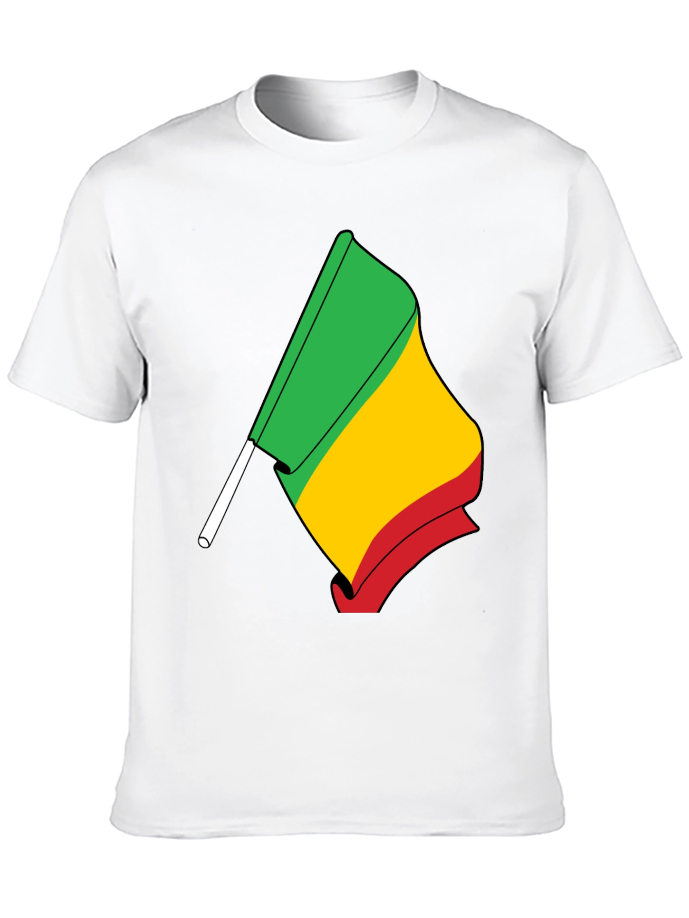 Rasta Flag Graphic Tee - Black Cotton T-Shirt