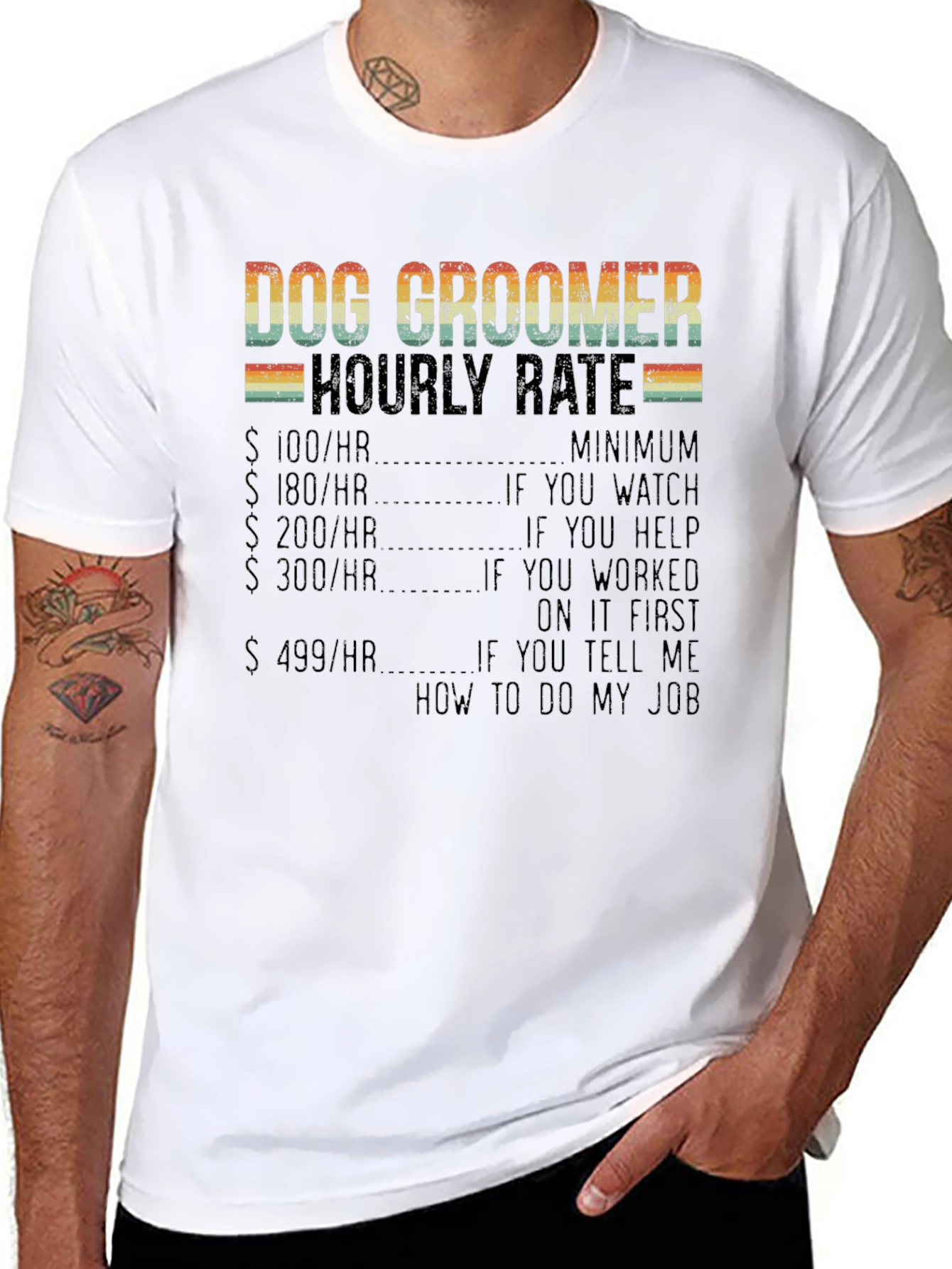 Dog Groomer Hourly Rate Graphic T-Shirt
