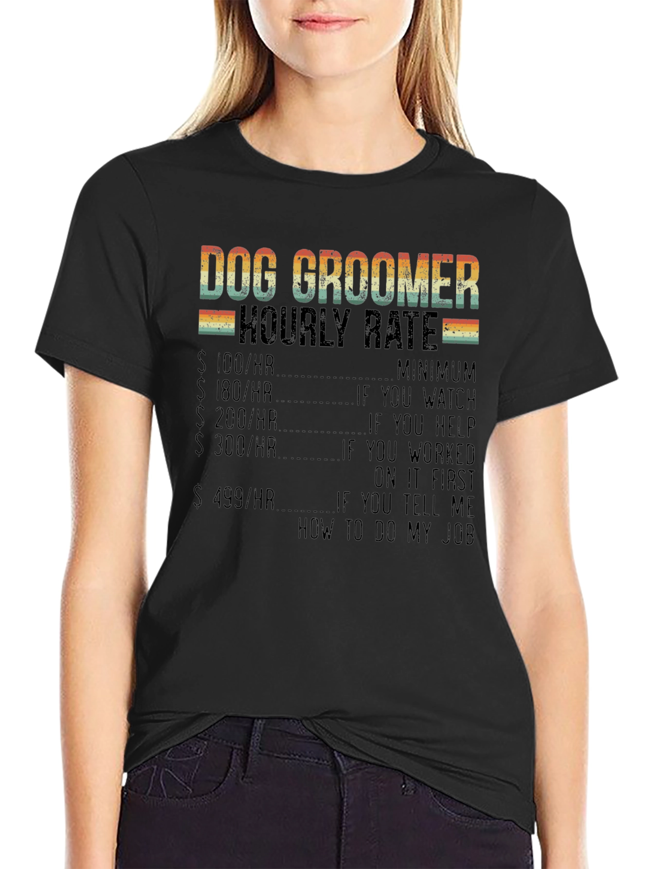 Dog Groomer Hourly Rate Graphic T-Shirt