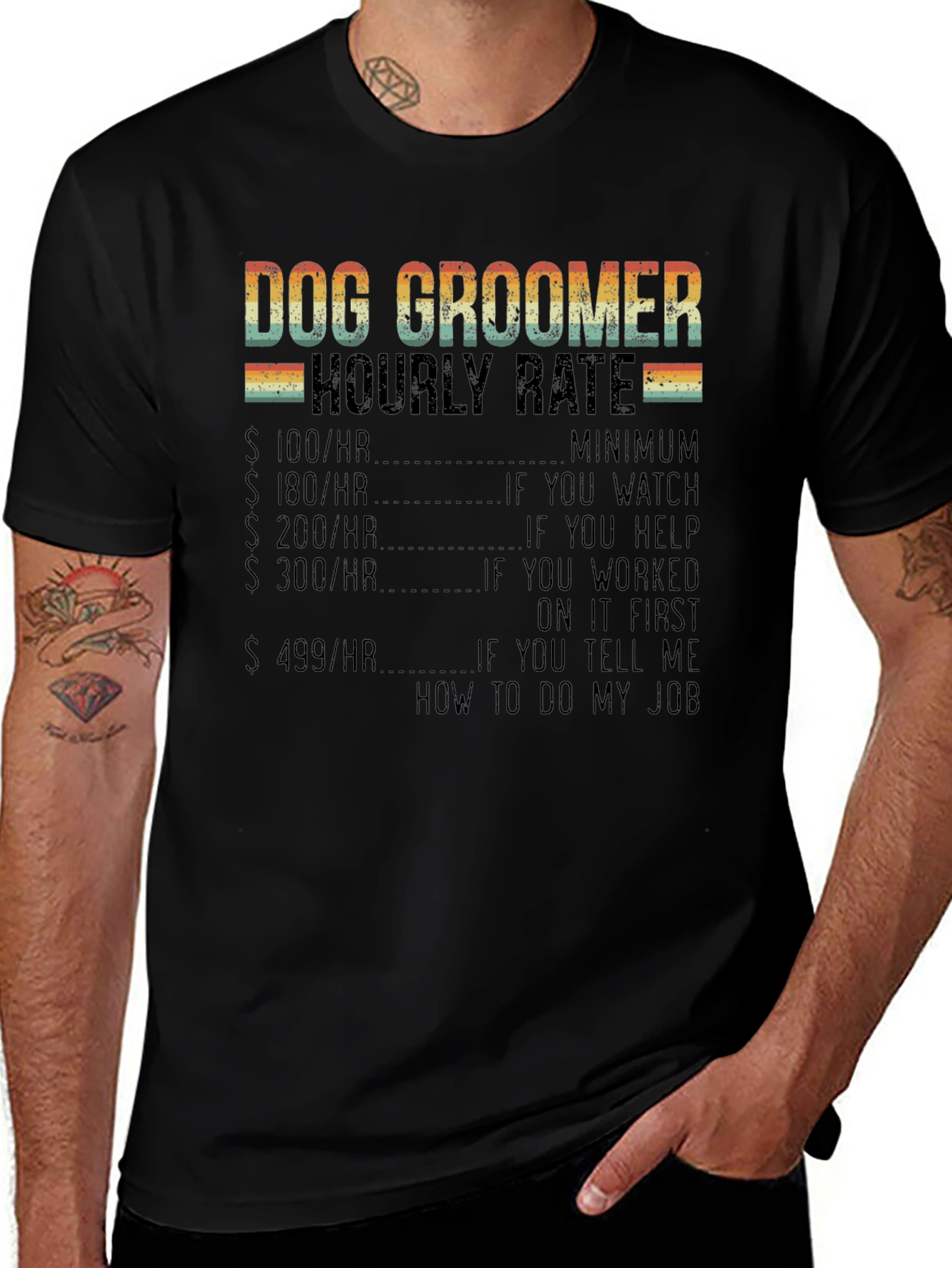 Dog Groomer Hourly Rate Graphic T-Shirt