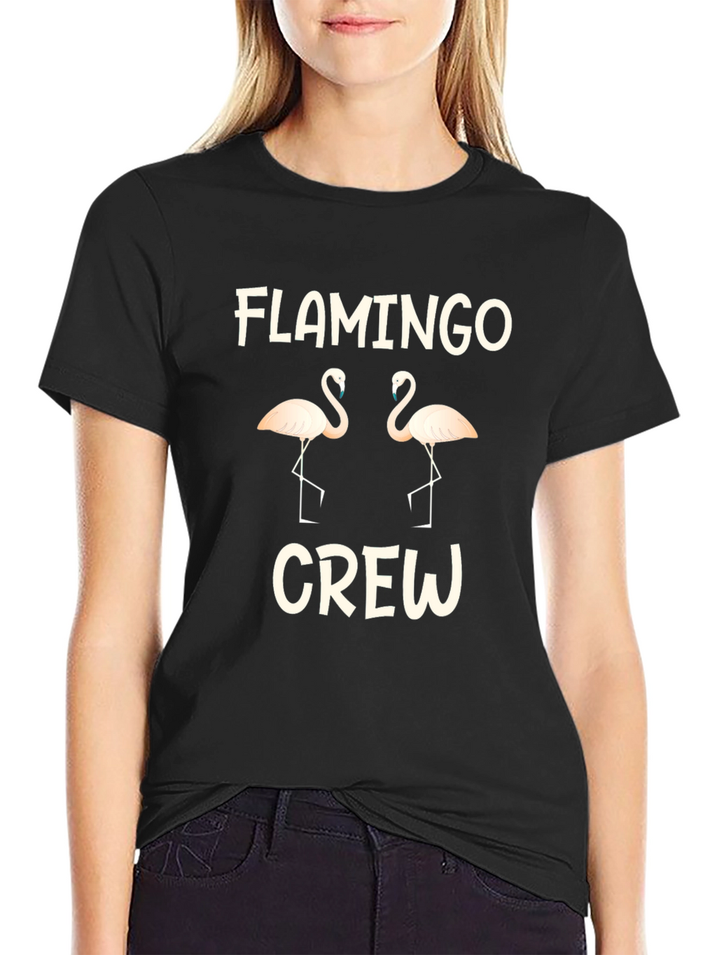 Flamingo Crew Black Graphic T-Shirt