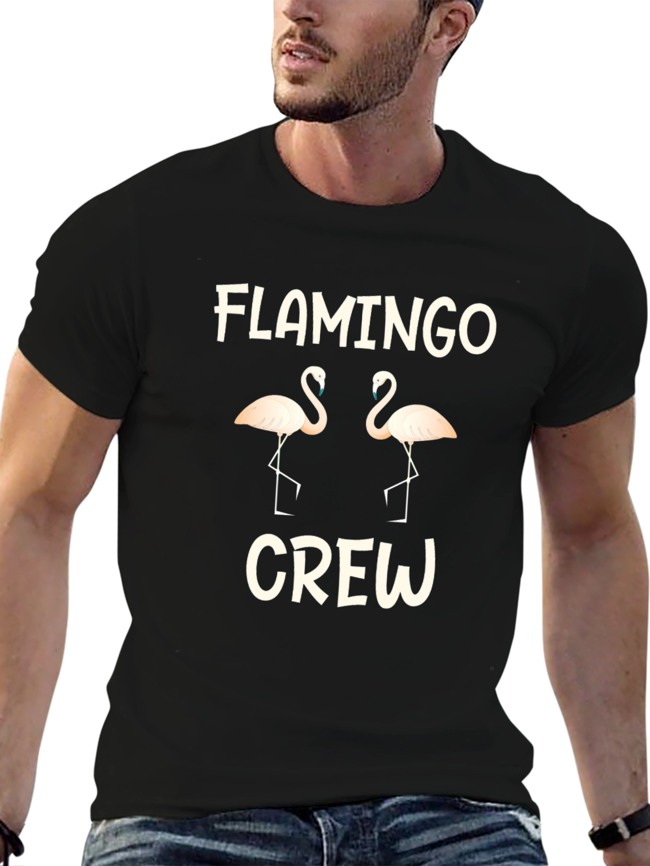 Flamingo Crew Black Graphic T-Shirt