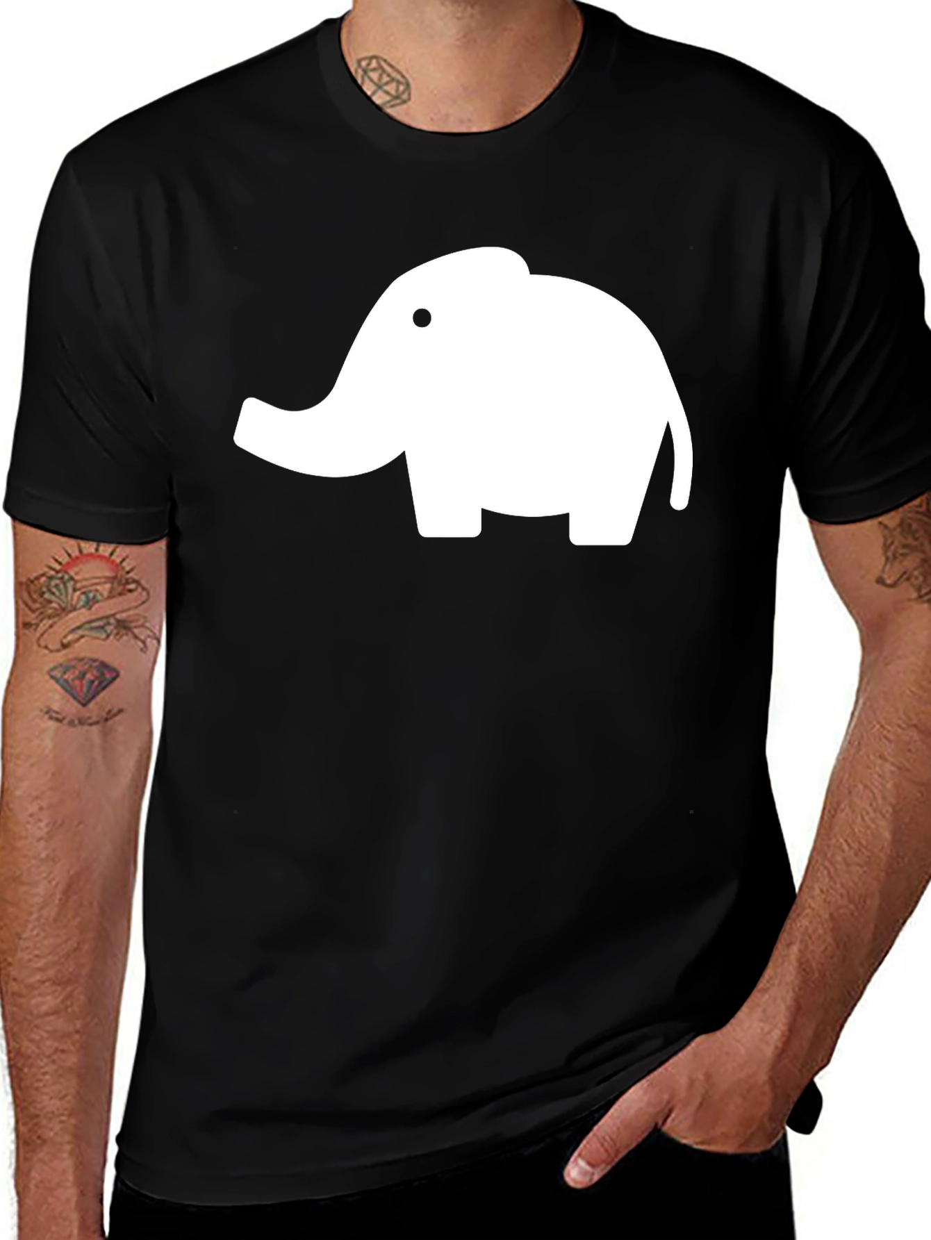Elephant Graphic Tee - Black Cotton T-Shirt