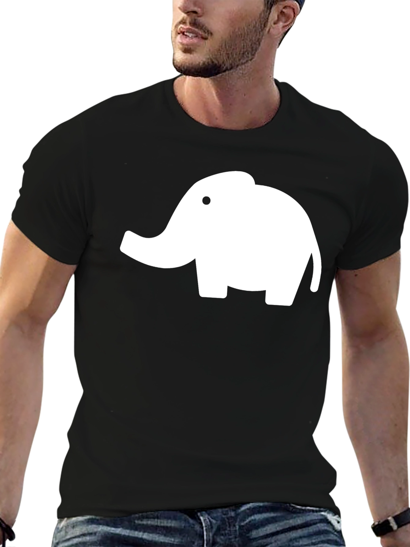 Elephant Graphic Tee - Black Cotton T-Shirt