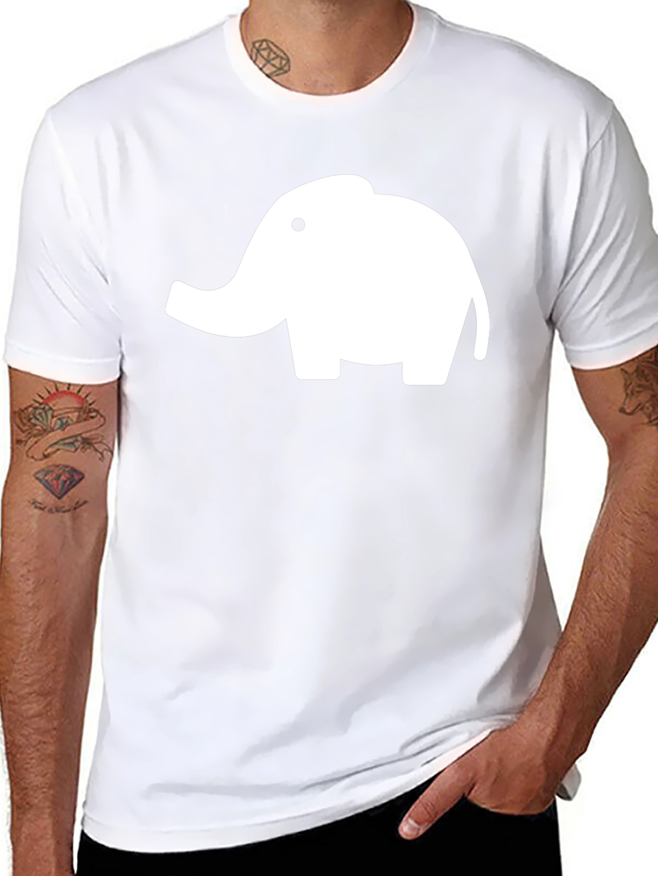 Elephant Graphic Tee - Black Cotton T-Shirt
