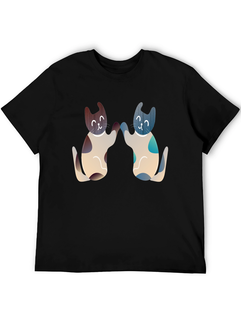 Cute Cats High Five Graphic Tee - Black