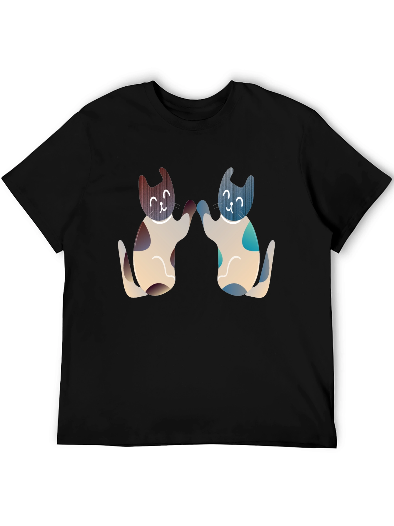 Cute Cats High Five Graphic Tee - Black