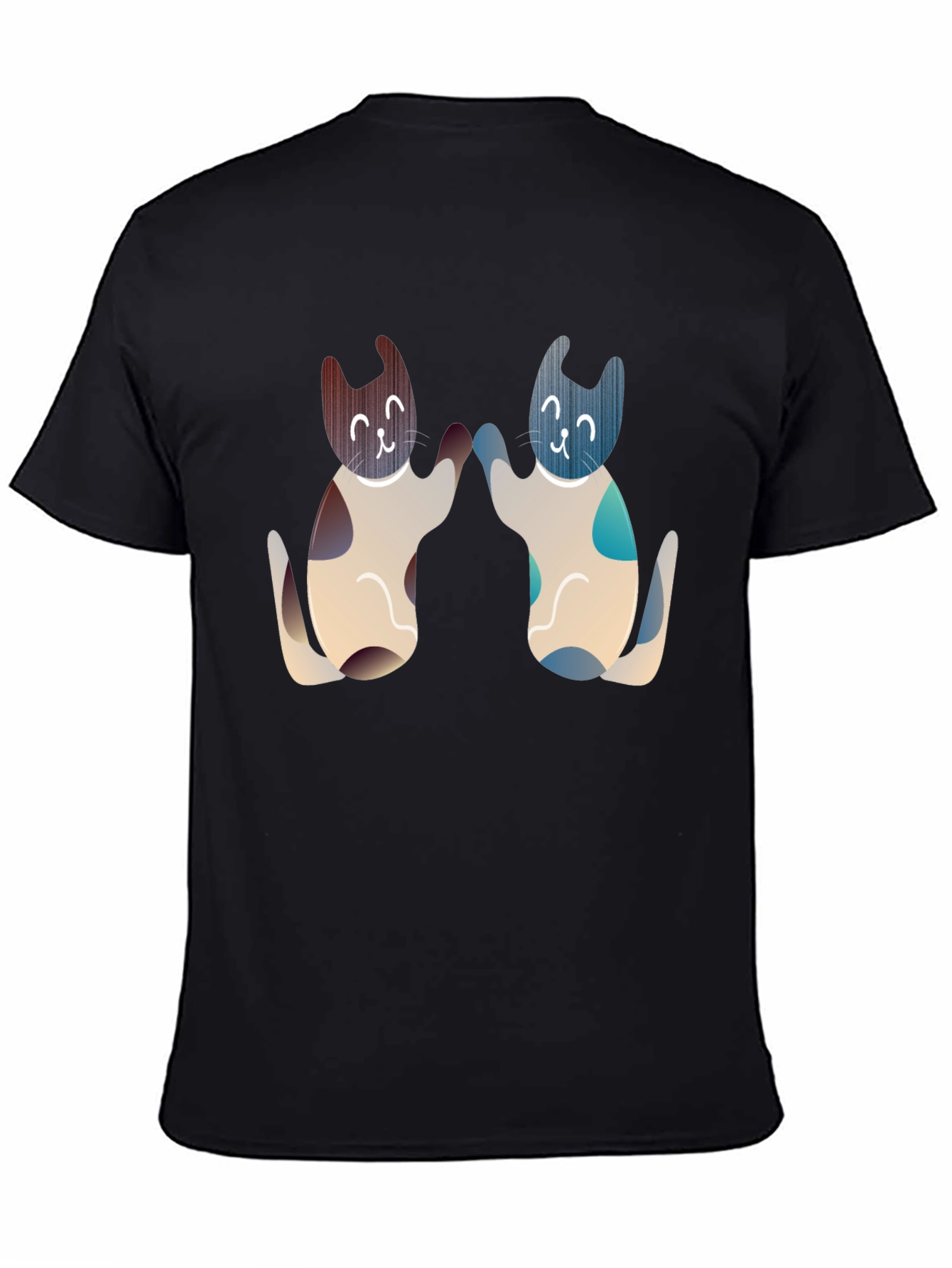 Cute Cats High Five Graphic Tee - Black