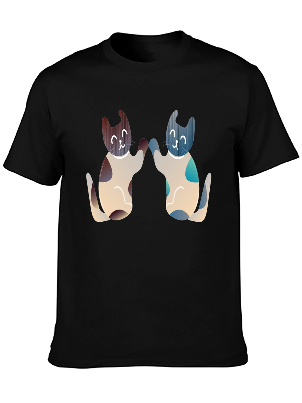 Cute Cats High Five Graphic Tee - Black