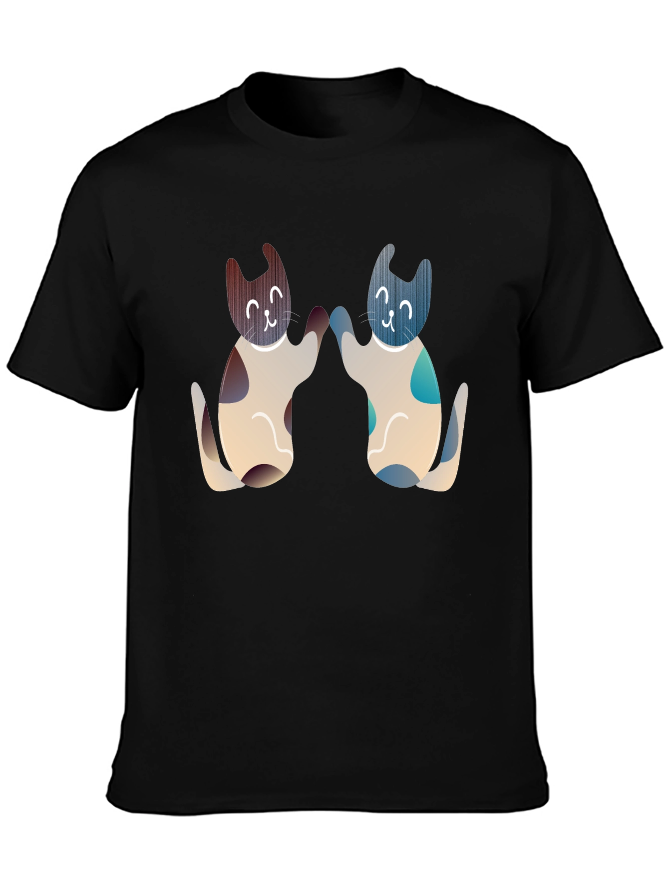 Cute Cats High Five Graphic Tee - Black