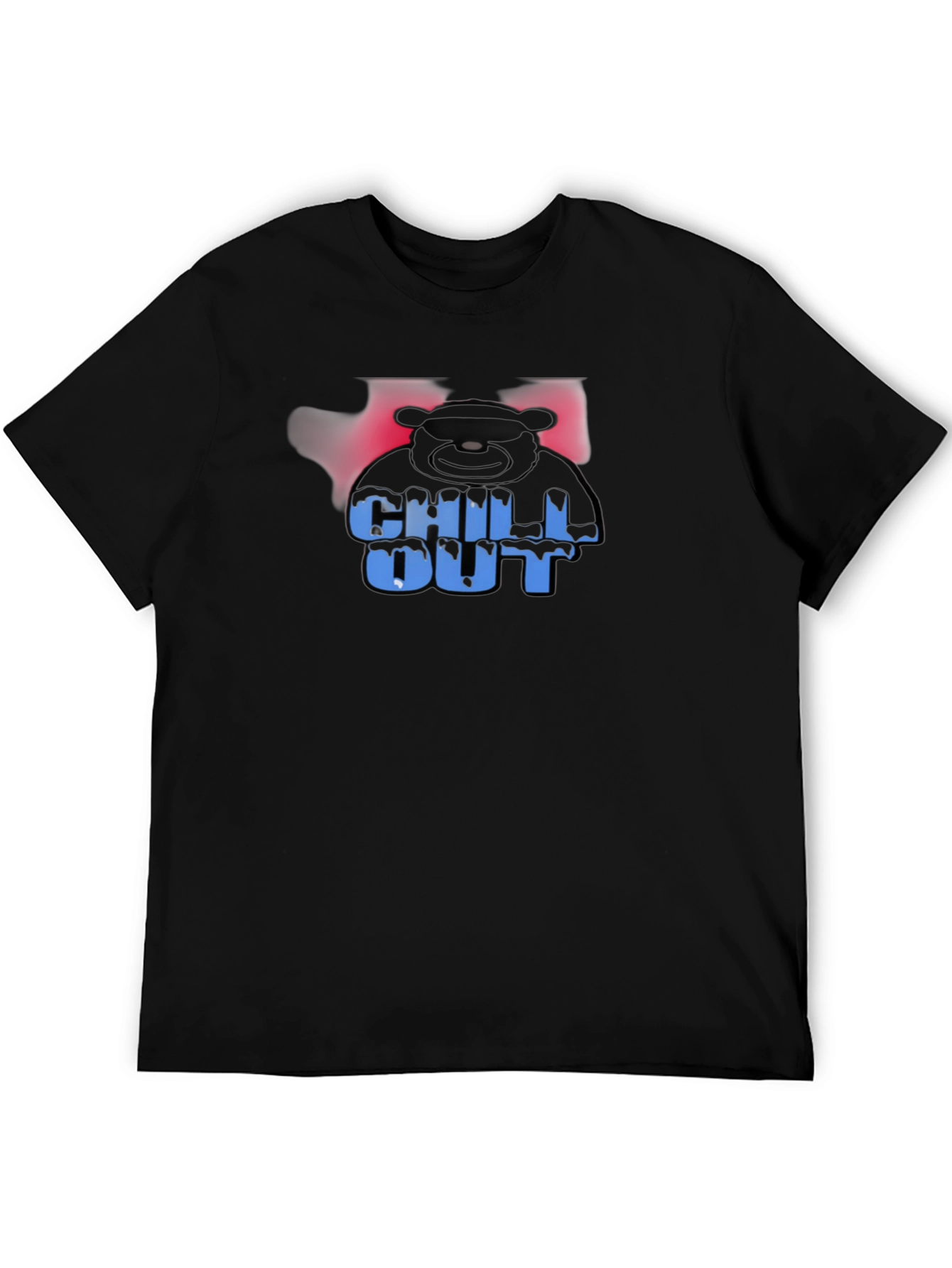 Chill Out Bear Graphic Black T-Shirt