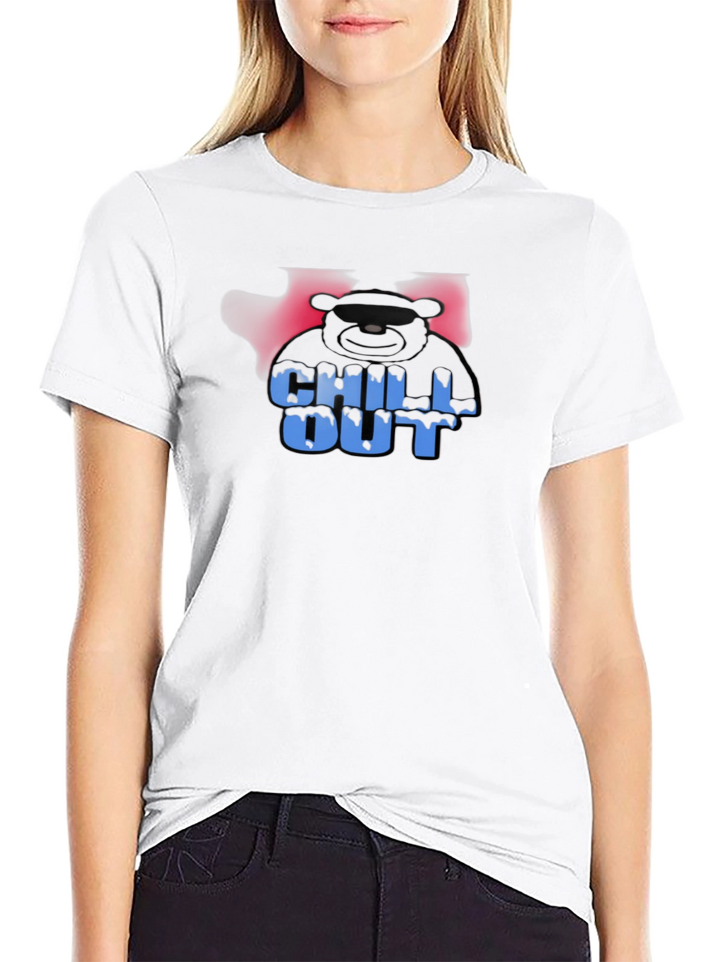 Chill Out Bear Graphic Black T-Shirt