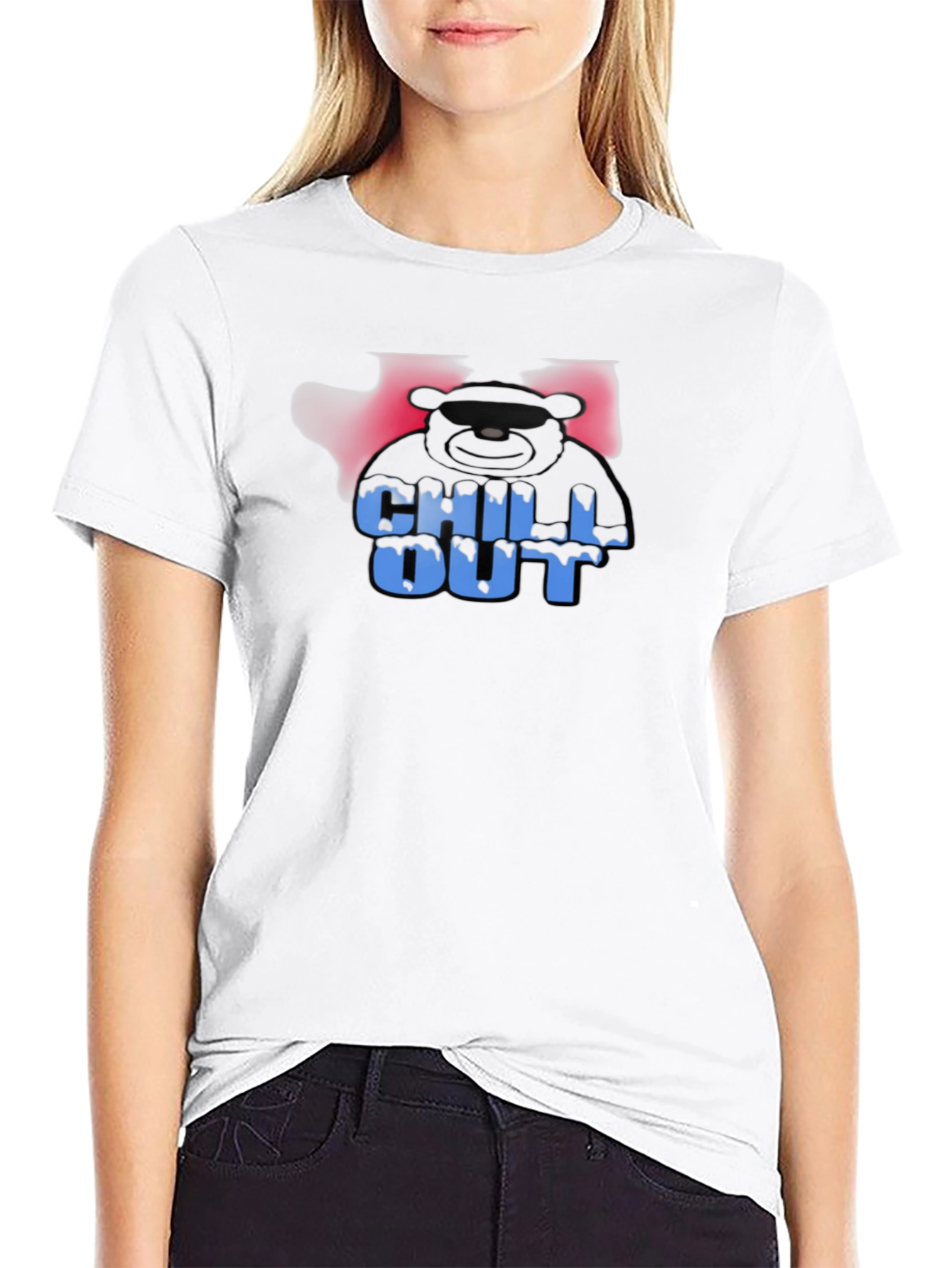 Chill Out Bear Graphic Black T-Shirt