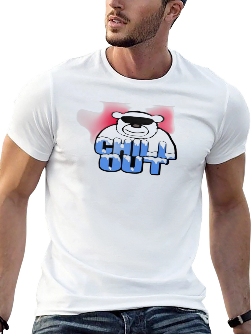Chill Out Bear Graphic Black T-Shirt