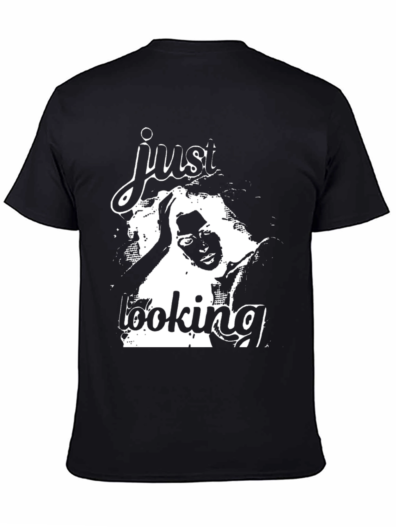 Just Looking Graphic Print Black T-Shirt