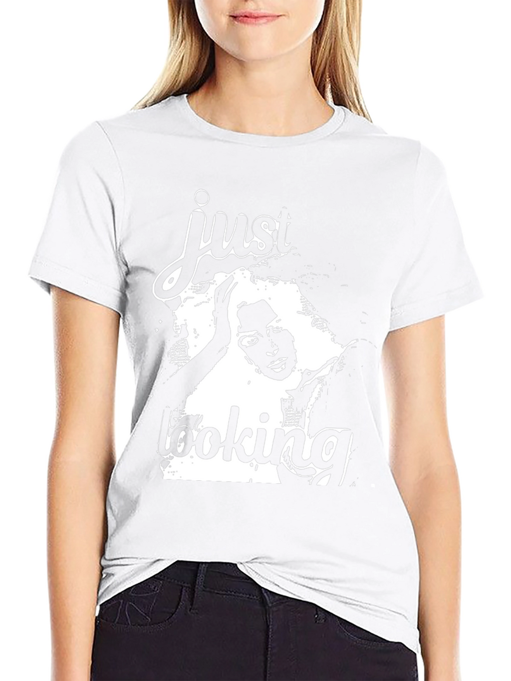 Just Looking Graphic Print Black T-Shirt