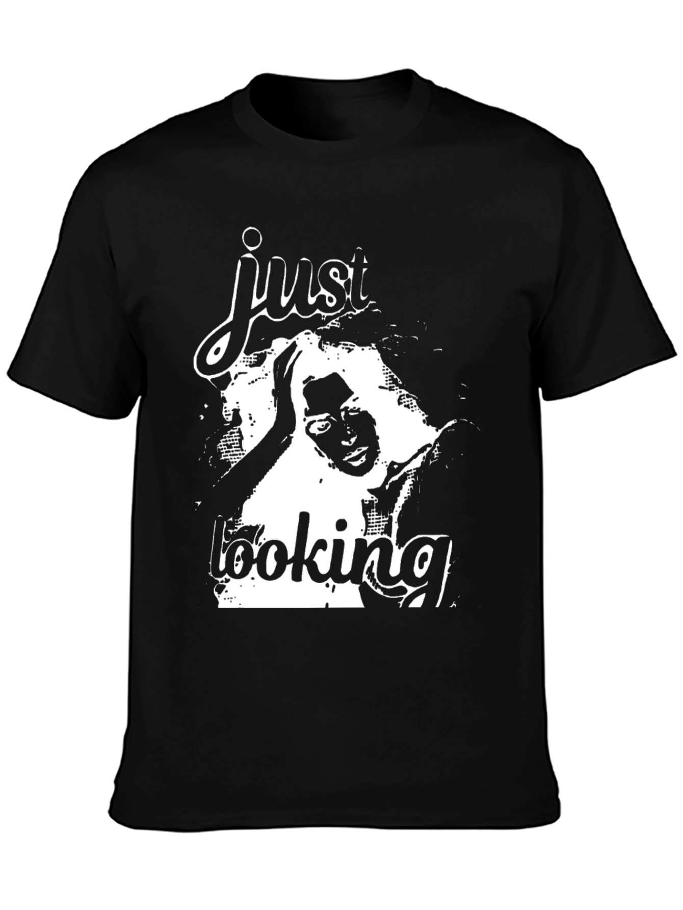 Just Looking Graphic Print Black T-Shirt