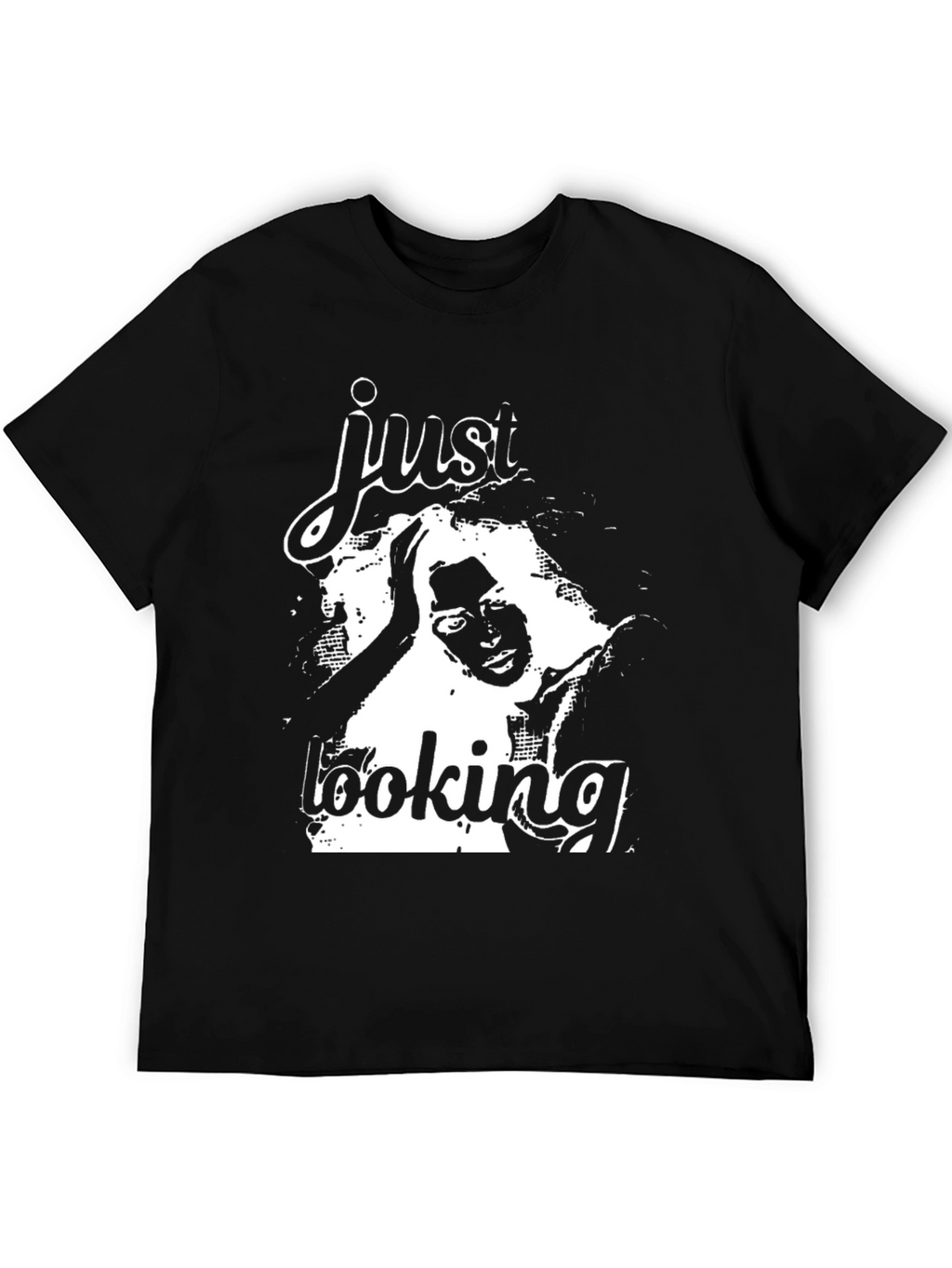 Just Looking Graphic Print Black T-Shirt