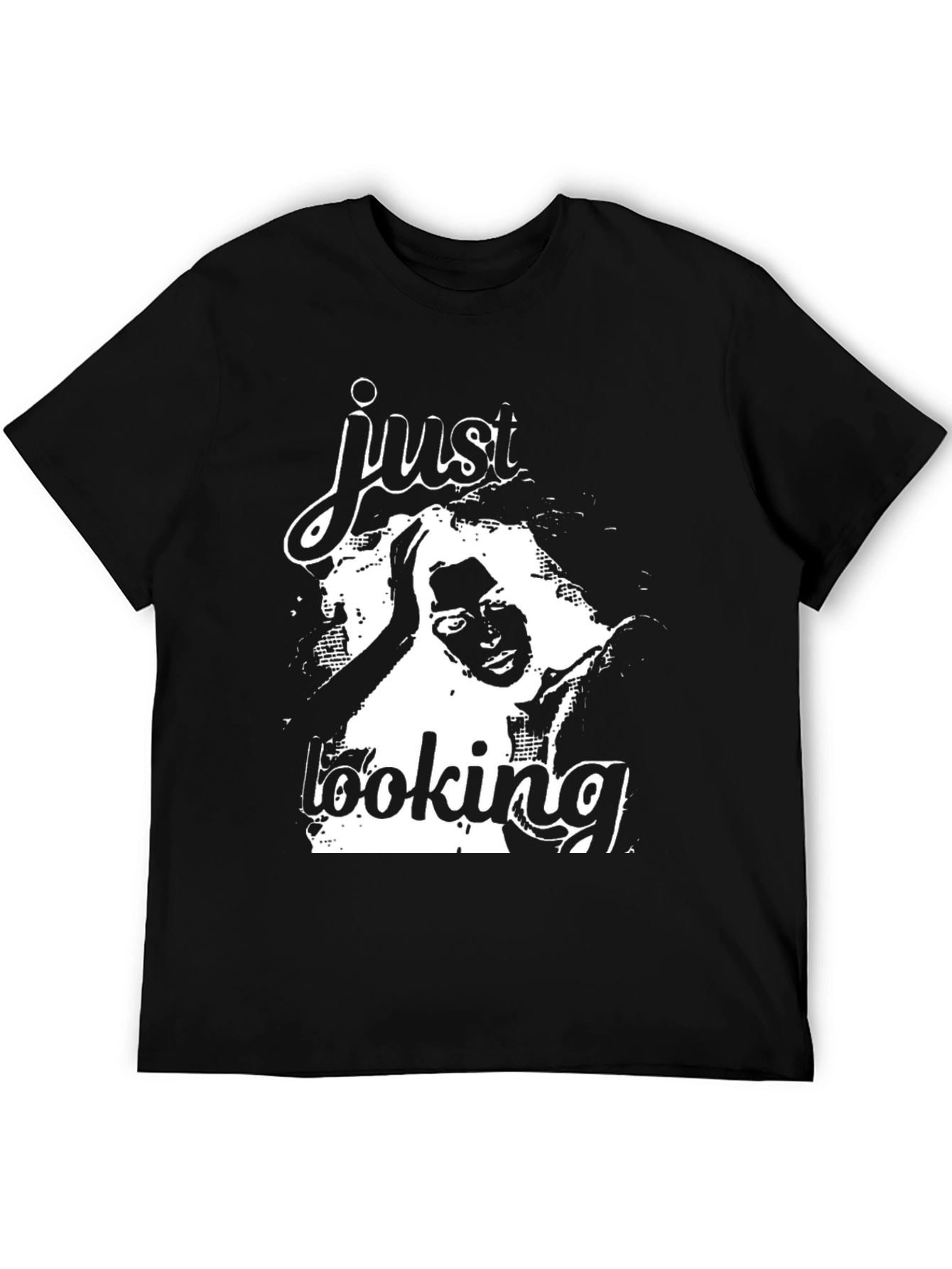 Just Looking Graphic Print Black T-Shirt
