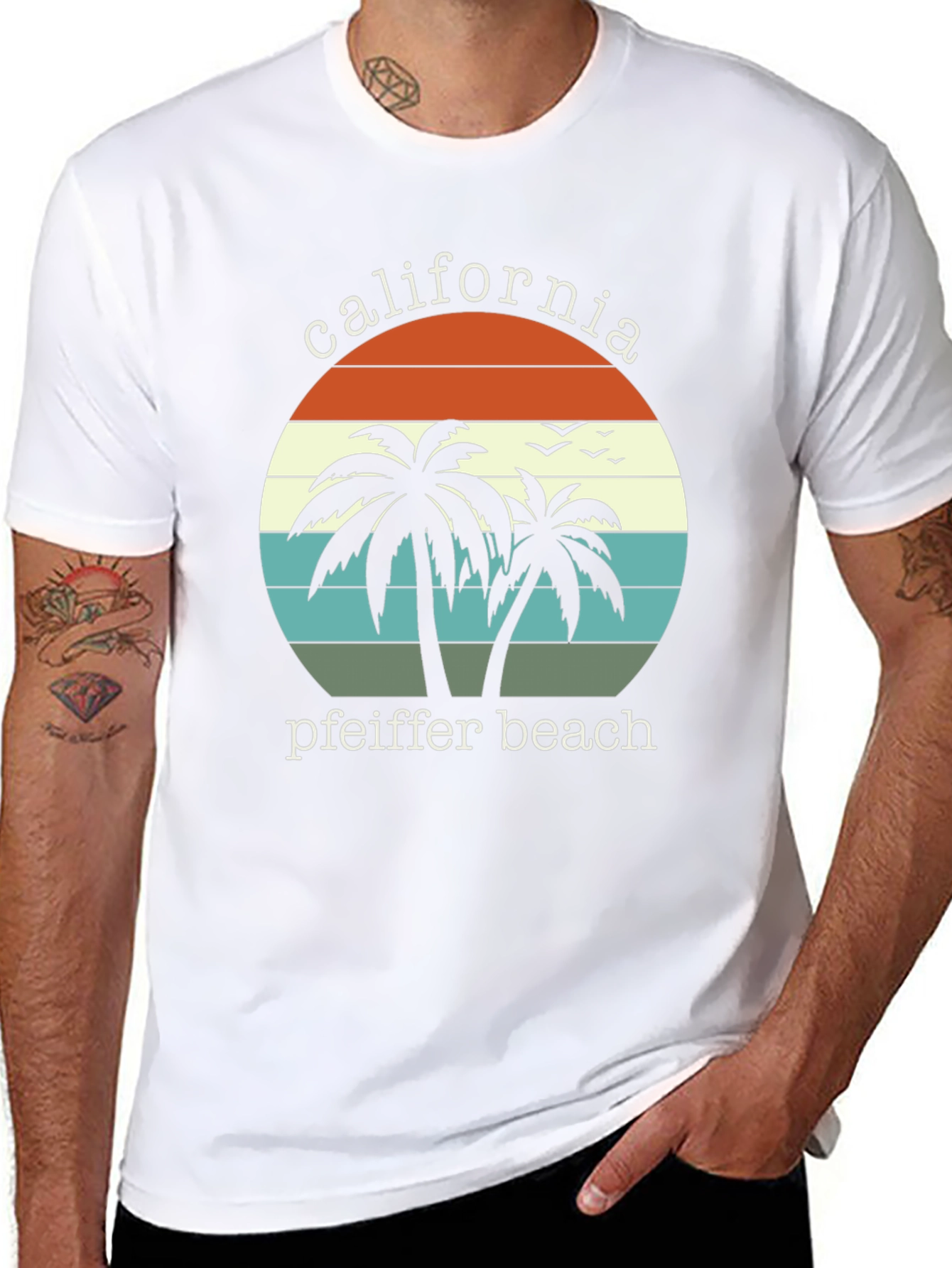 California Pfeiffer Beach Palm Tree Graphic T-Shirt