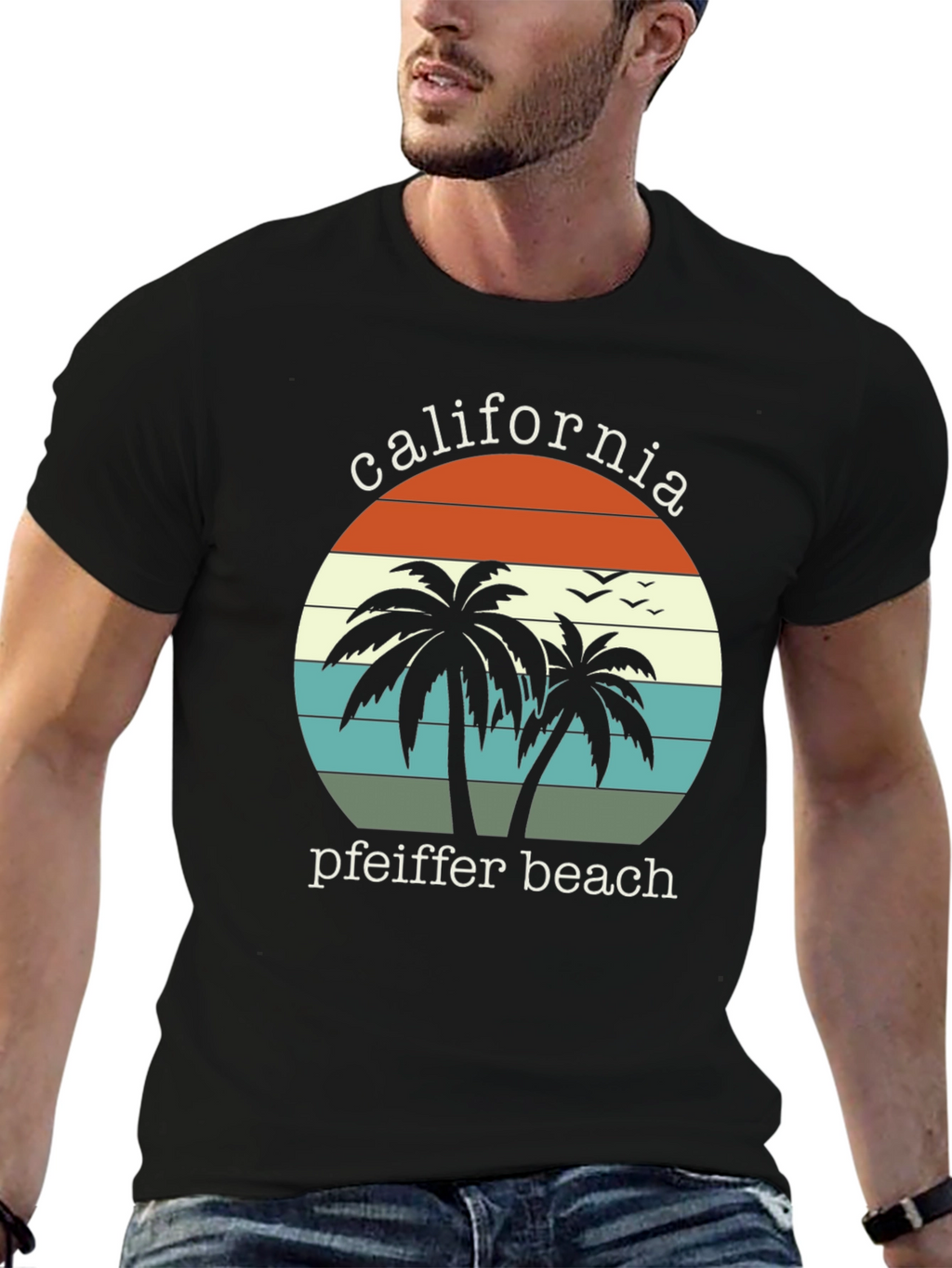 California Pfeiffer Beach Palm Tree Graphic T-Shirt