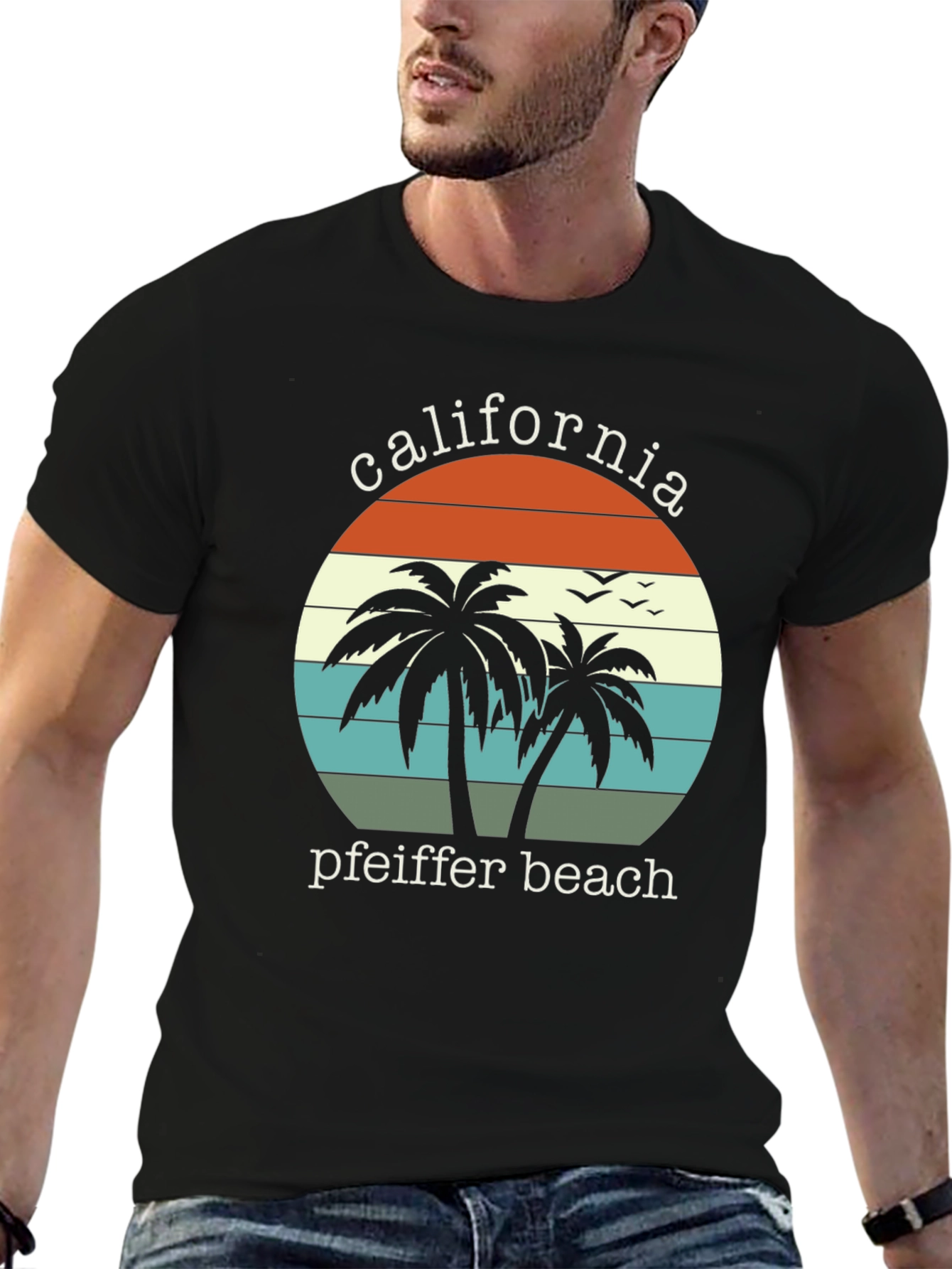 California Pfeiffer Beach Palm Tree Graphic T-Shirt