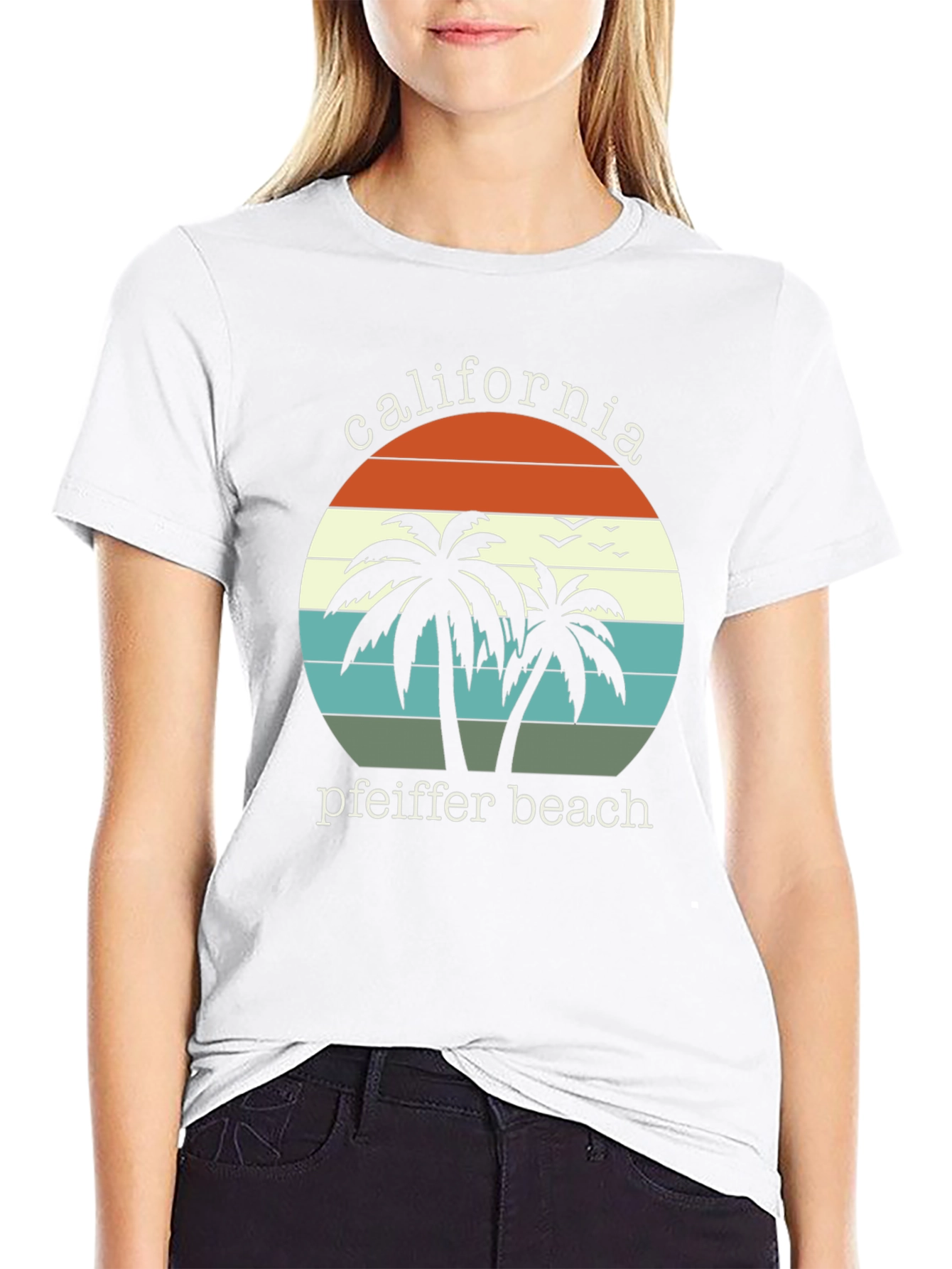 California Pfeiffer Beach Palm Tree Graphic T-Shirt