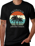 California Pfeiffer Beach Palm Tree Graphic T-Shirt