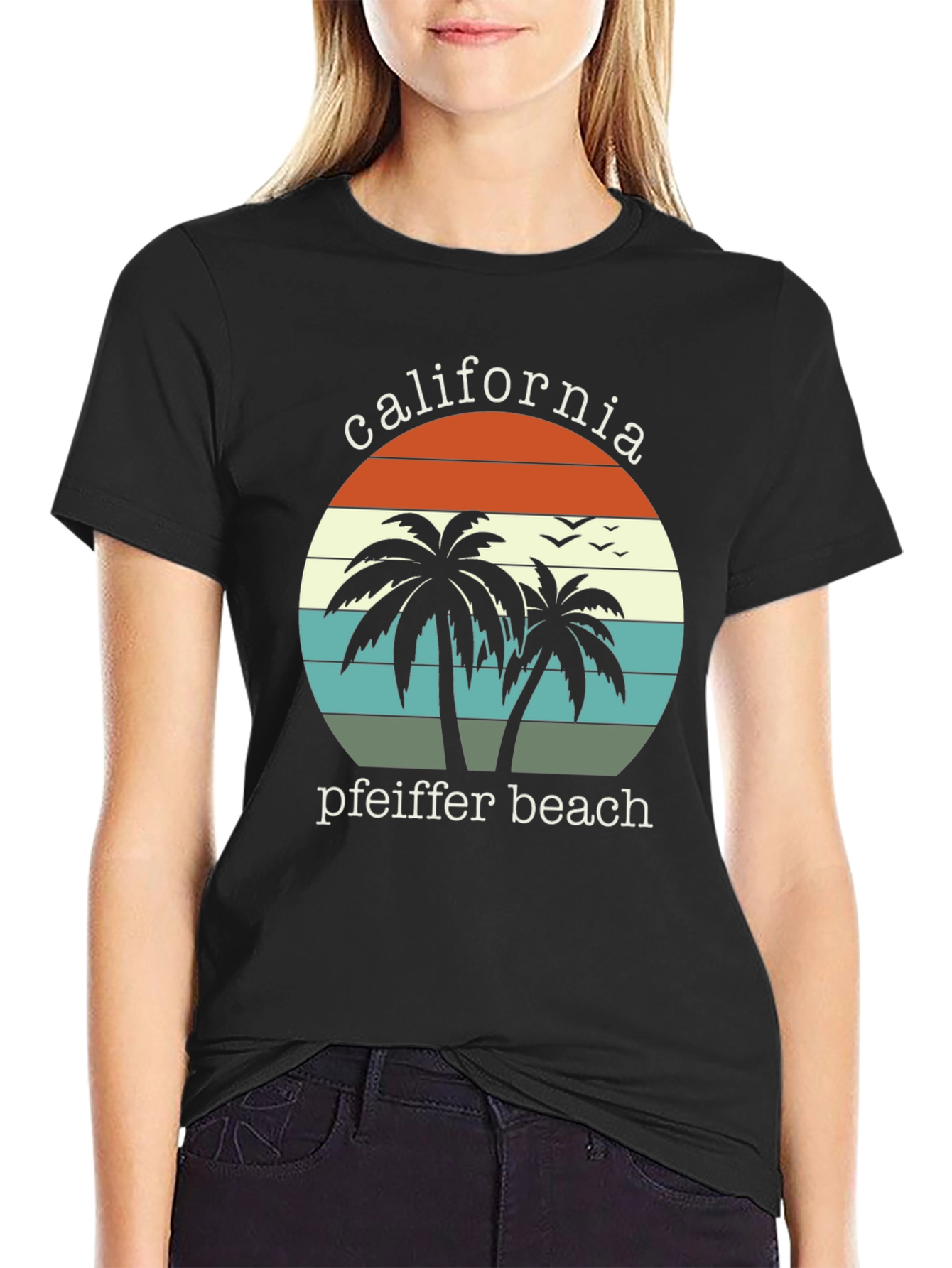 California Pfeiffer Beach Palm Tree Graphic T-Shirt