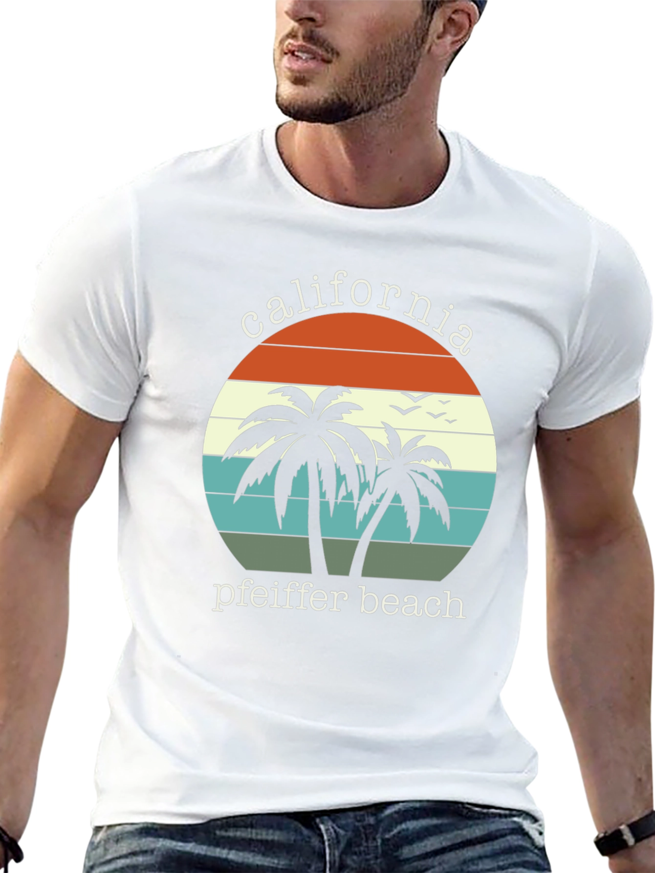 California Pfeiffer Beach Palm Tree Graphic T-Shirt