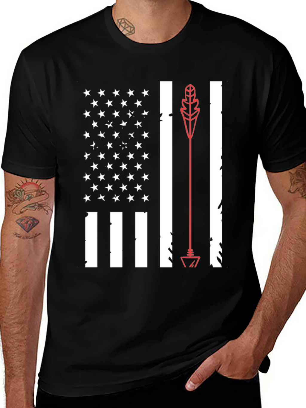 American Flag Arrow Graphic Tee - Black