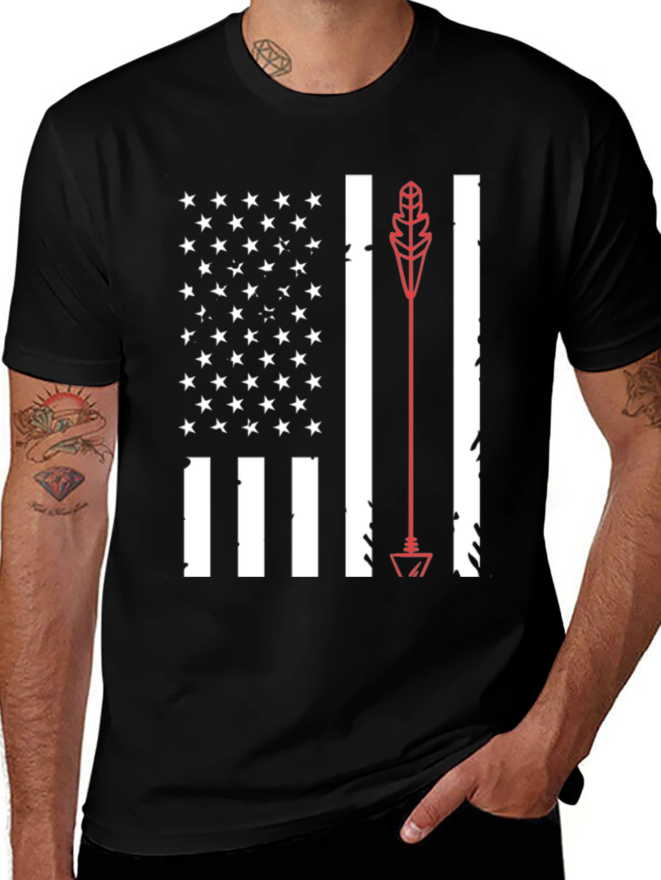 American Flag Arrow Graphic Tee - Black
