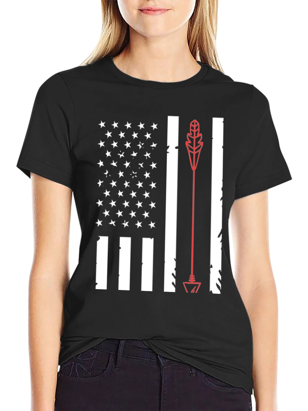 American Flag Arrow Graphic Tee - Black