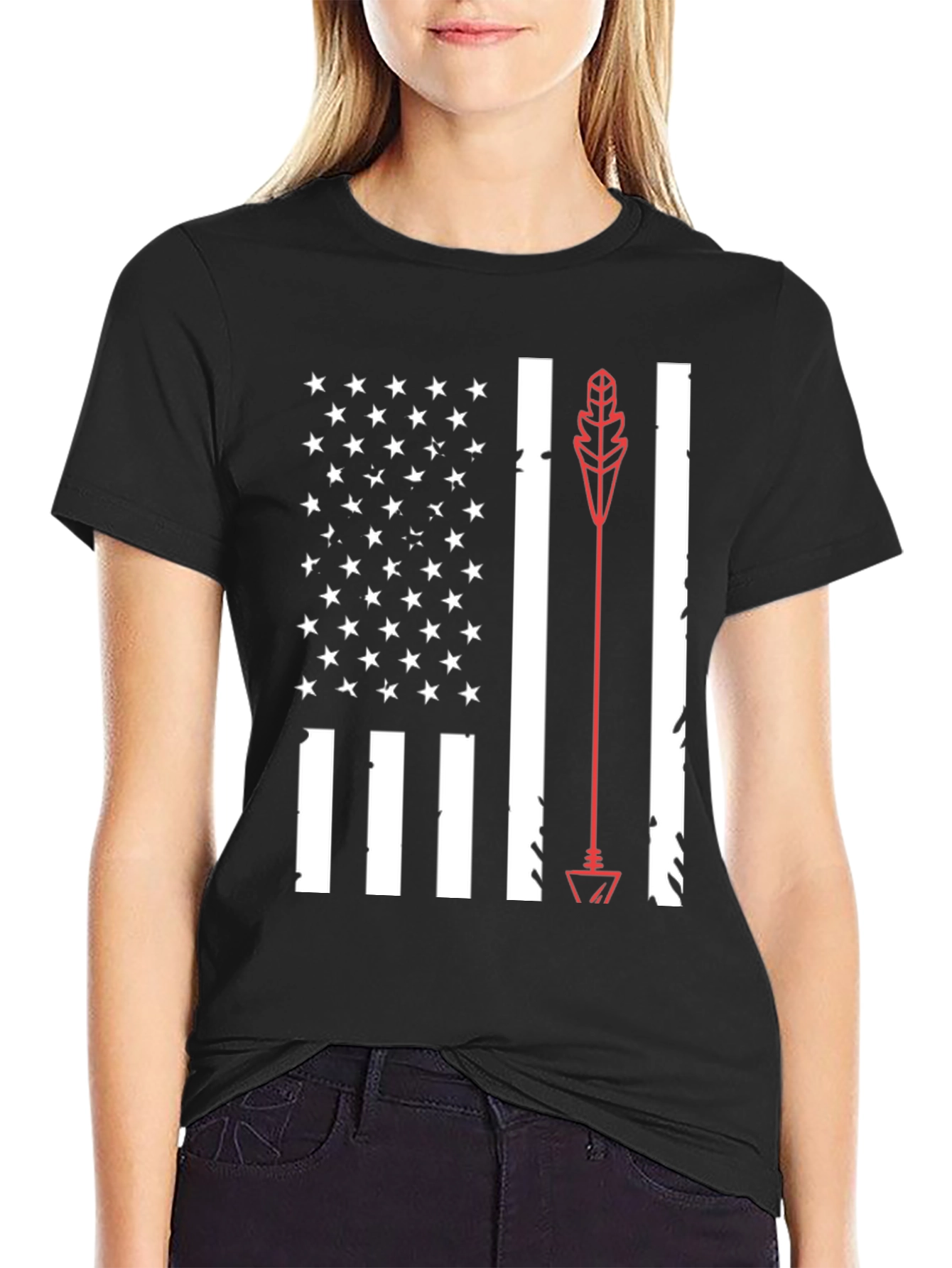 American Flag Arrow Graphic Tee - Black