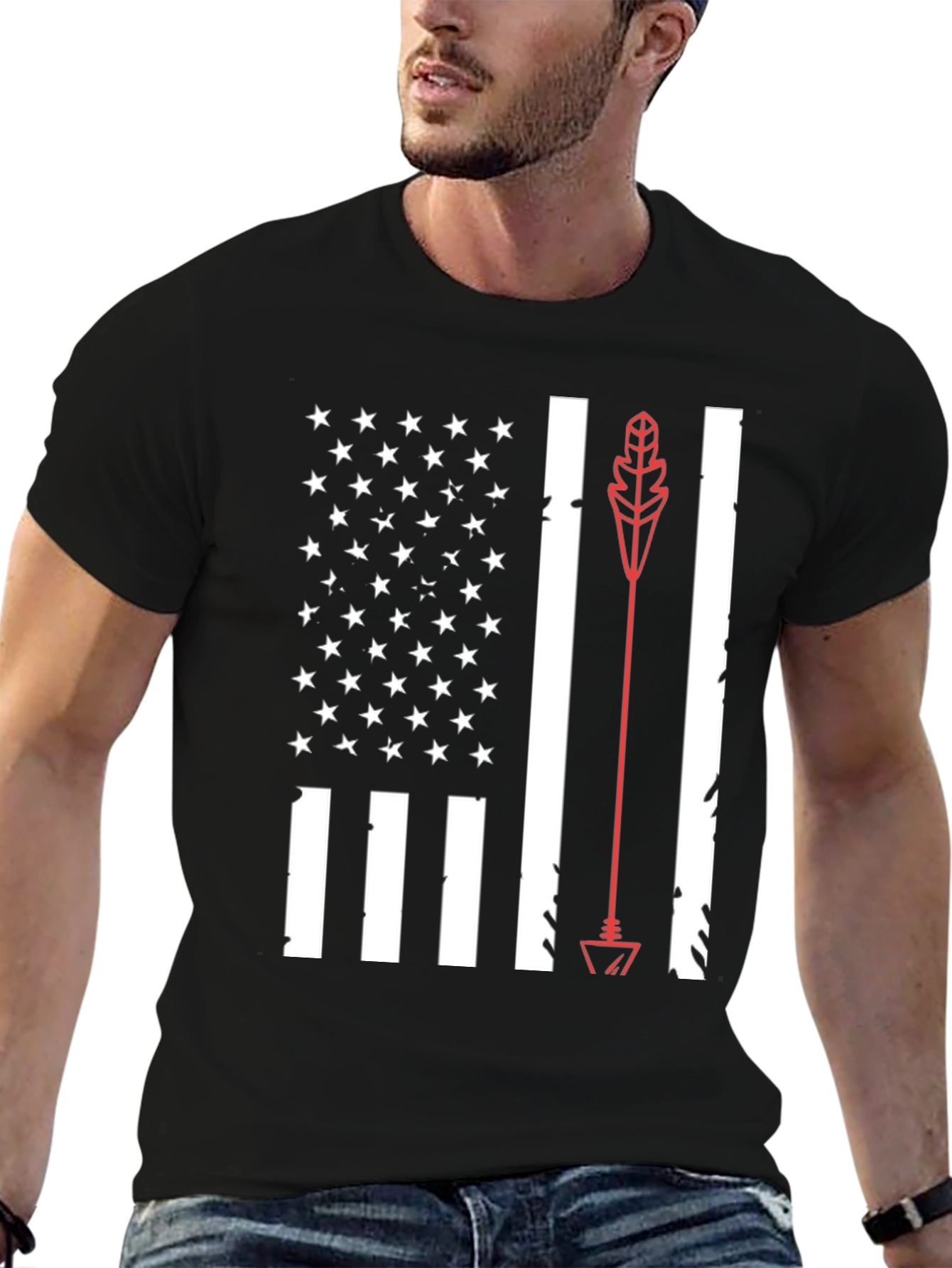 American Flag Arrow Graphic Tee - Black