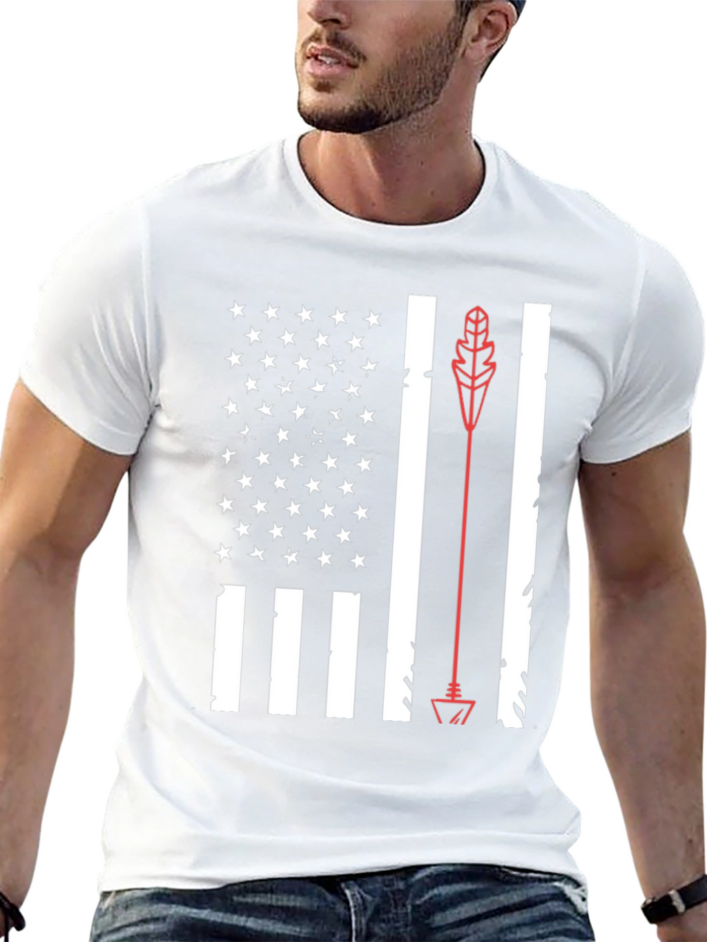 American Flag Arrow Graphic Tee - Black